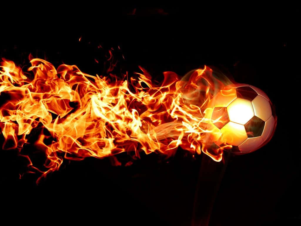 Football On Fire, orange flames, stark black background, SD Desktop Wallpaper