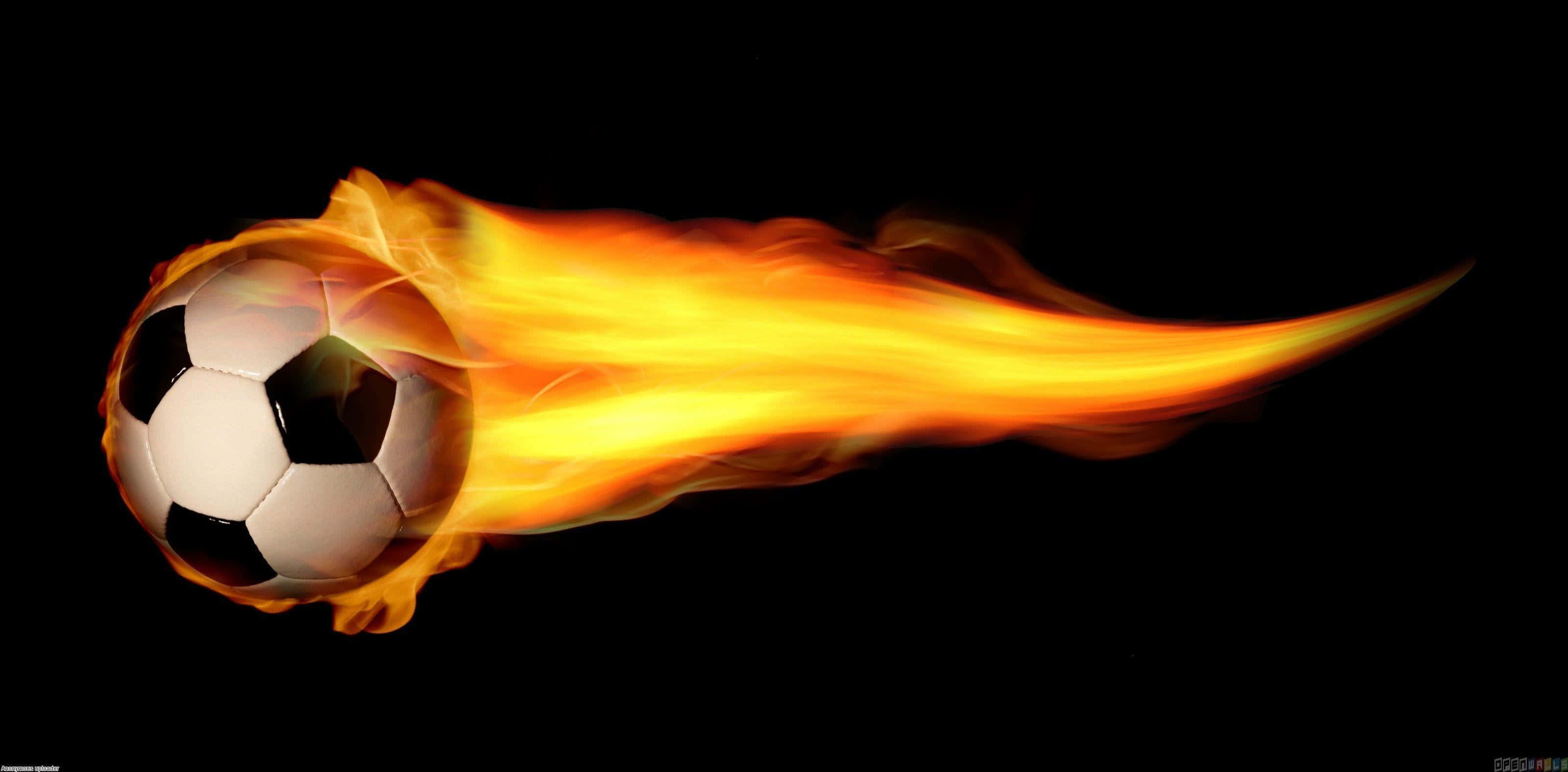 Football On Fire, soccer ball, vibrant orange flames, 2K Desktop Wallpaper