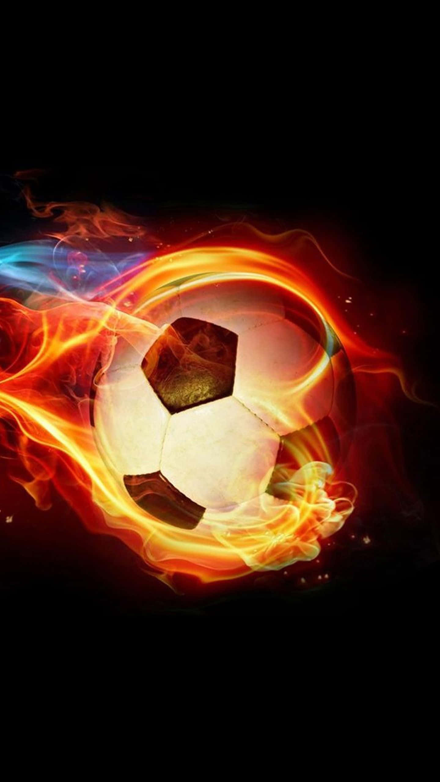 Football On Fire, 1440 x 2560, orange and blue flames, 2K Phone Wallpaper