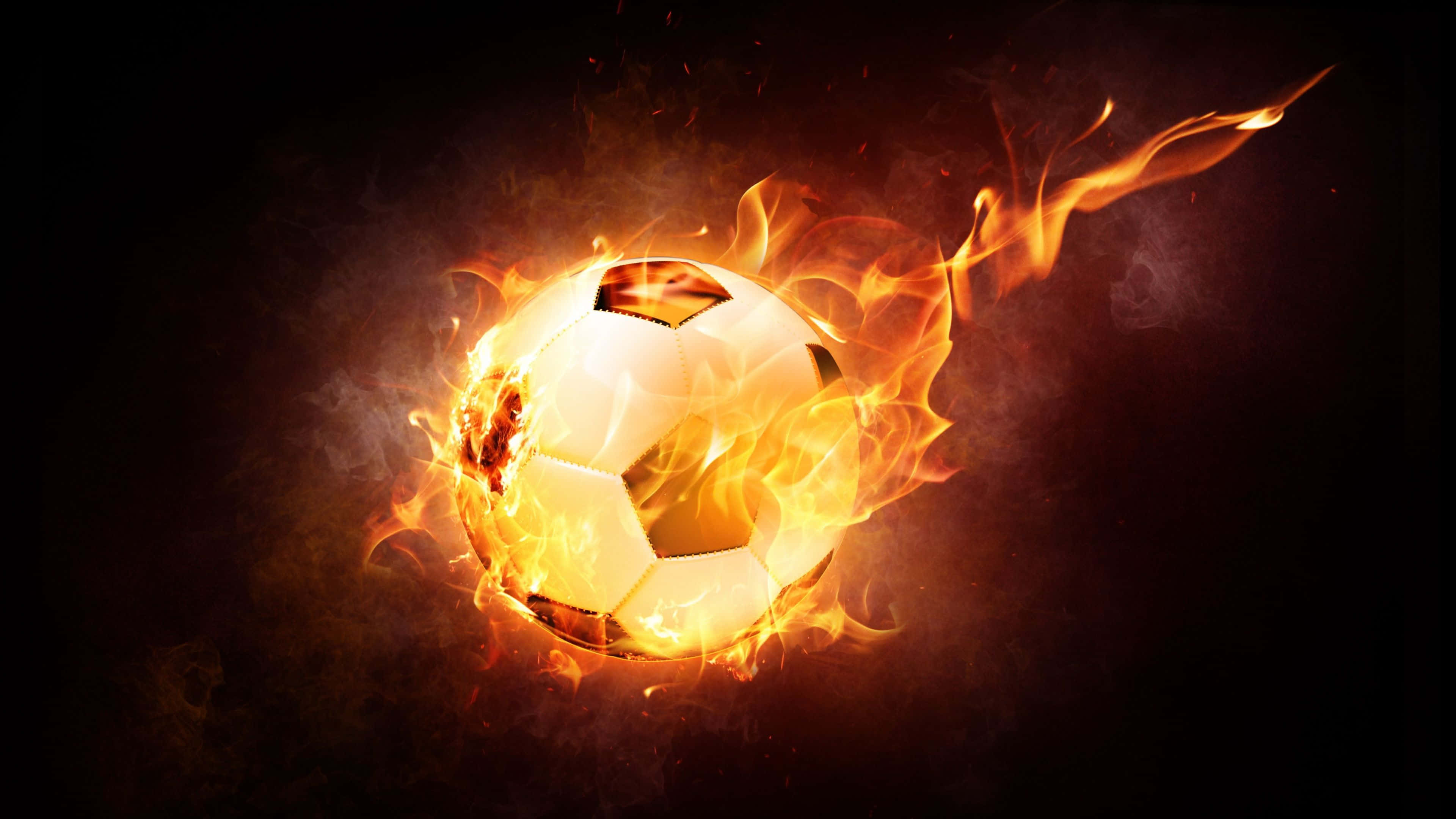 Football On Fire, 3840 x 2160, vibrant orange flames, 4K Desktop Wallpaper