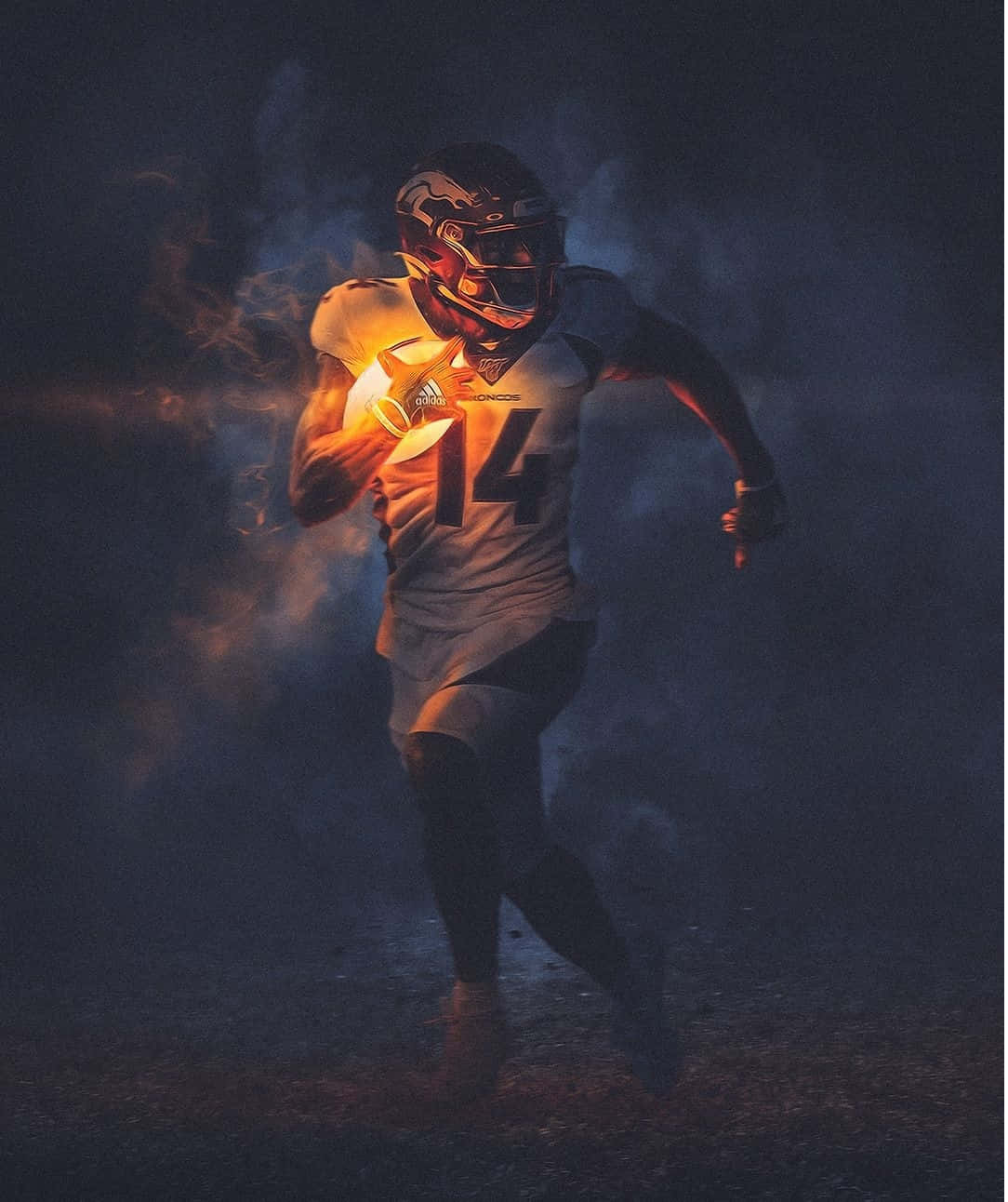 football player, number 14 jersey, smoky darkness, HD Phone Wallpaper