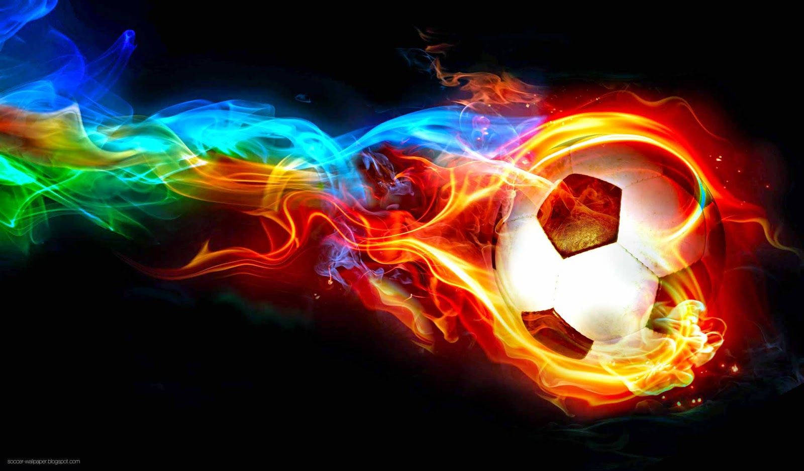 cool soccer ball blazing fire, glowing soccer ball, vibrant rainbow flames, HD Desktop Wallpaper