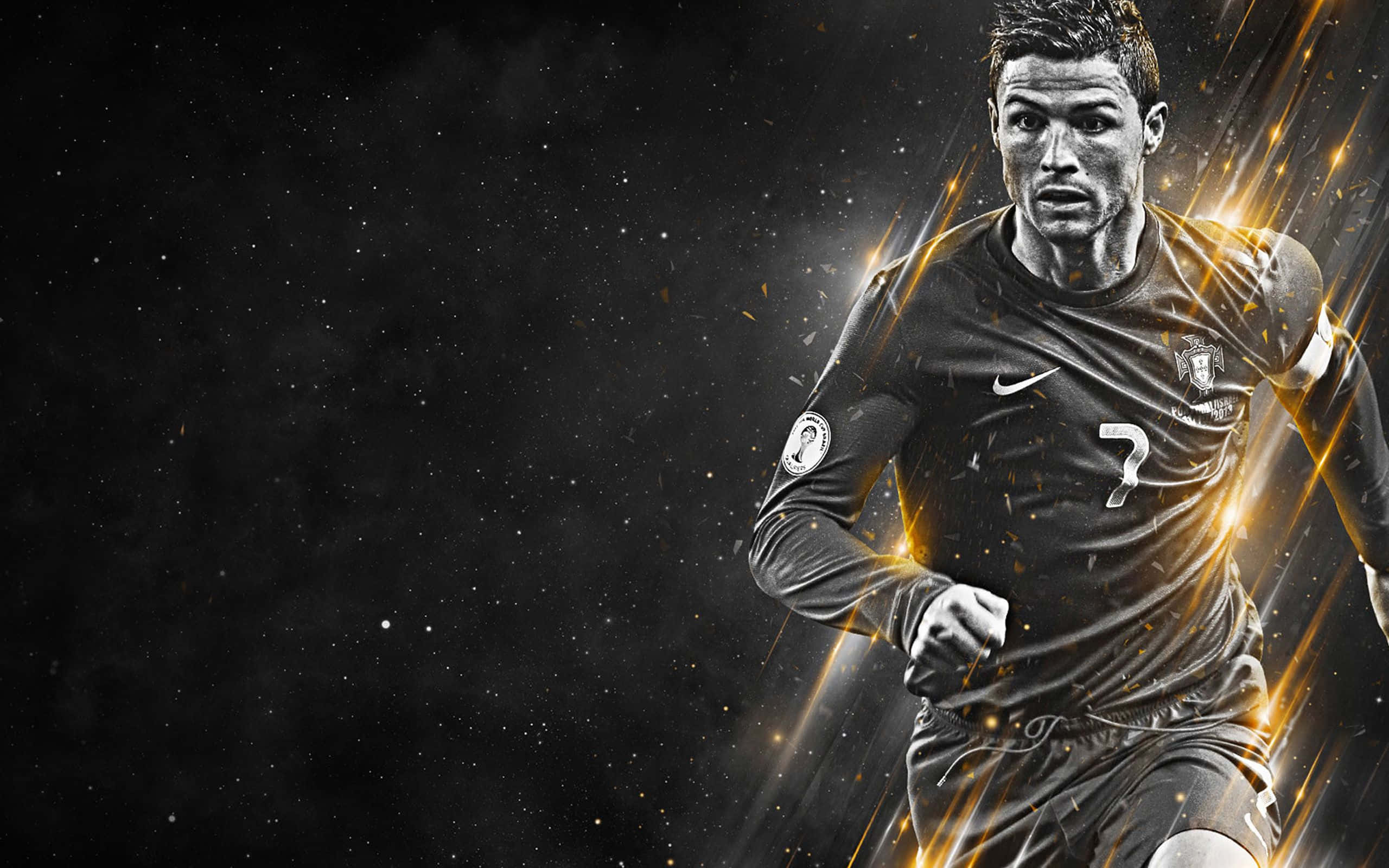 Football Pc, dark jersey, golden light streaks, 2K Desktop Wallpaper