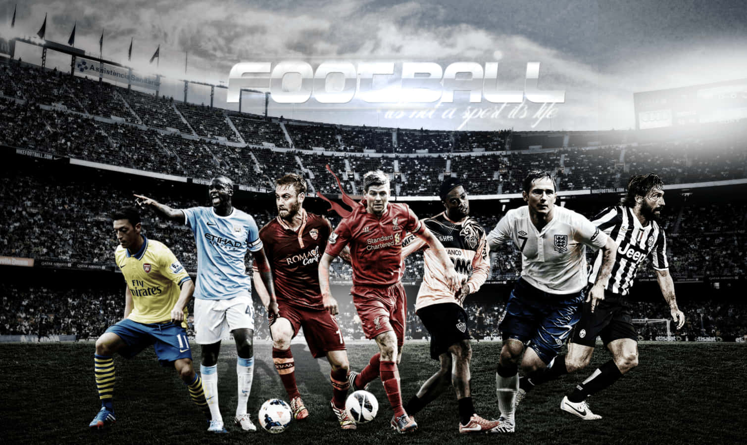 Football PC, stadium pitch, cloudy skies, HD Desktop Wallpaper