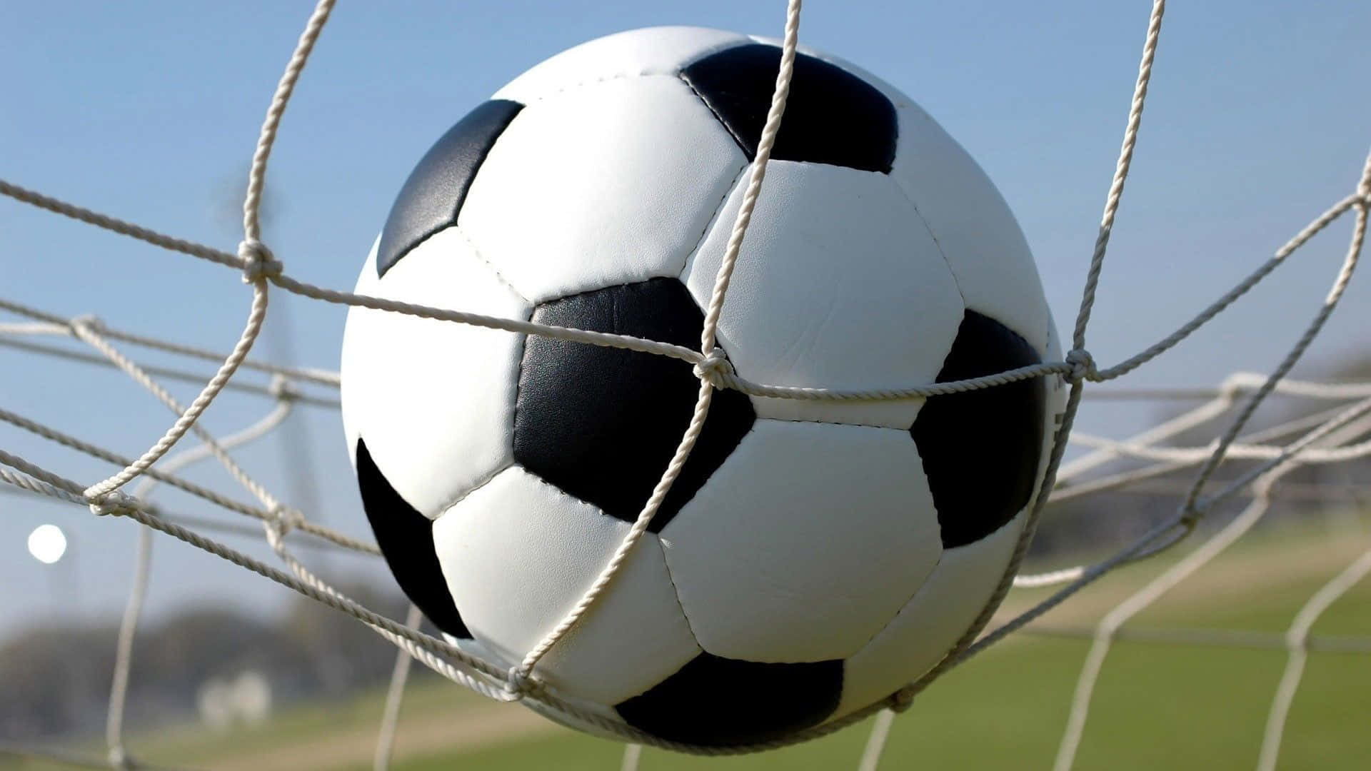 Football PC, black and white soccer ball, white net, Full HD Desktop Wallpaper