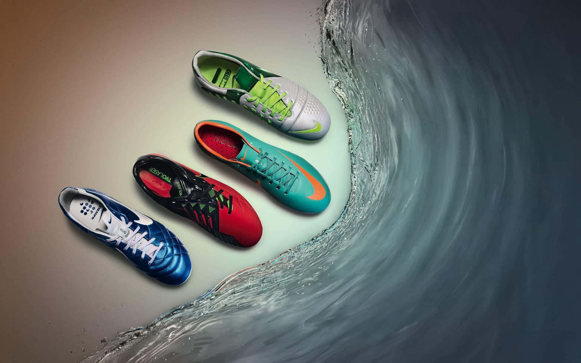 soccer cleats, crashing wave, gradient background, Full HD Desktop Wallpaper