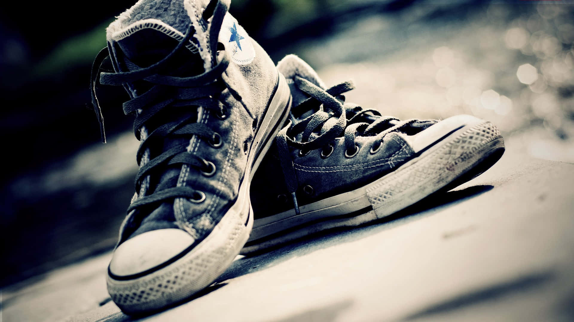 high-top sneakers, sunlit pavement, shallow depth of field, Full HD Desktop Wallpaper
