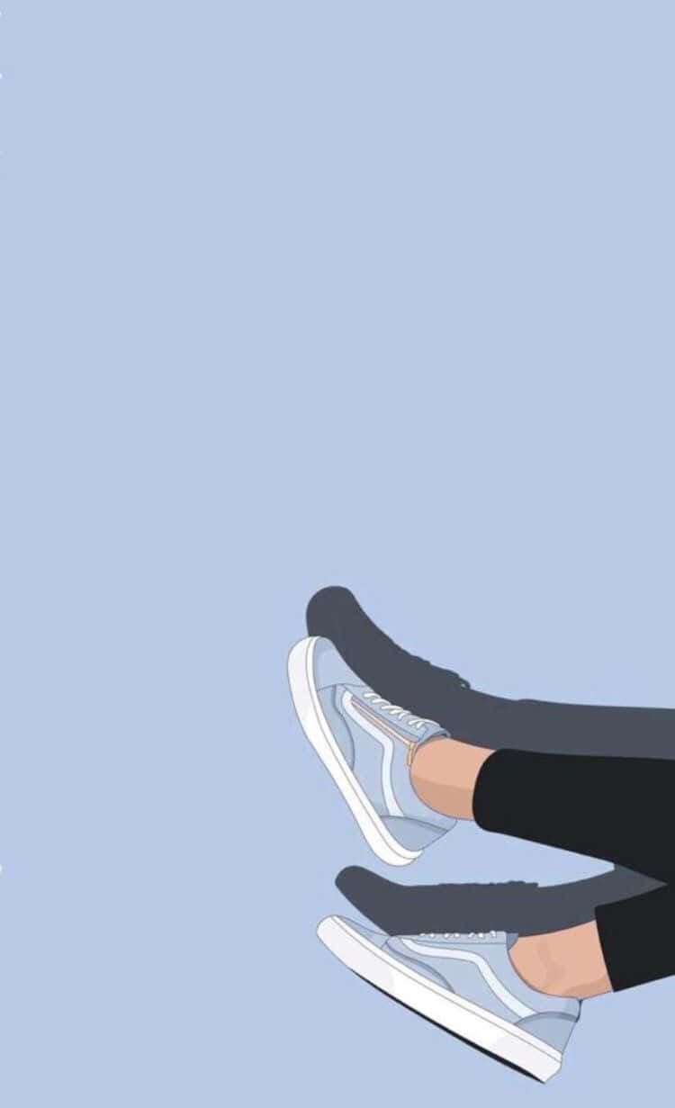 light blue sneakers, pastel blue background, feet, SD Phone Wallpaper