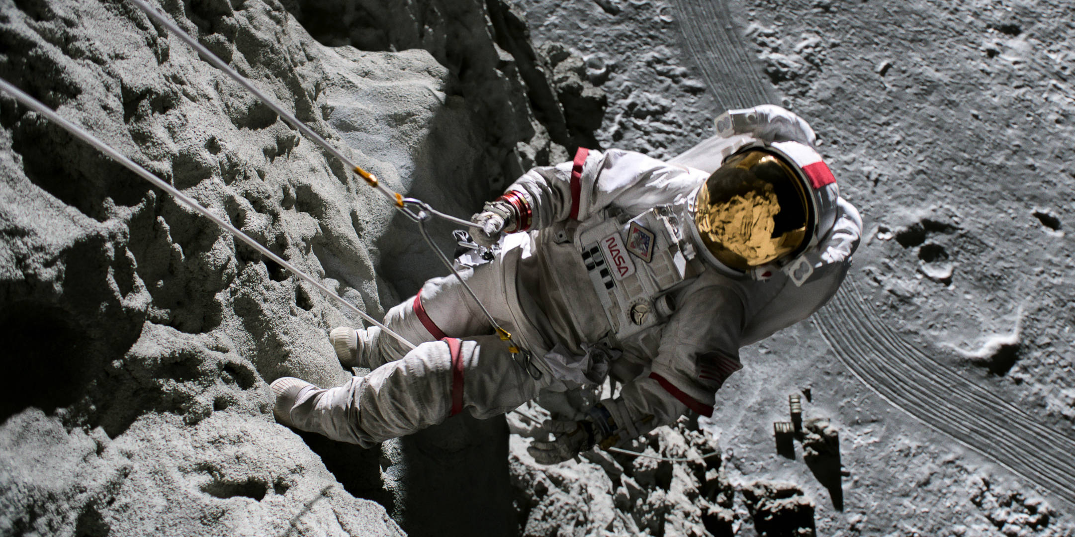 For All Mankind, moon rock climbing, astronaut, Full HD Desktop Wallpaper