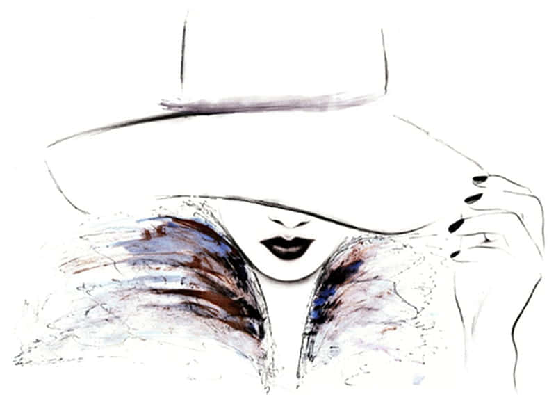 fancy hat, wide-brimmed hat, bold lips, SD Desktop Wallpaper