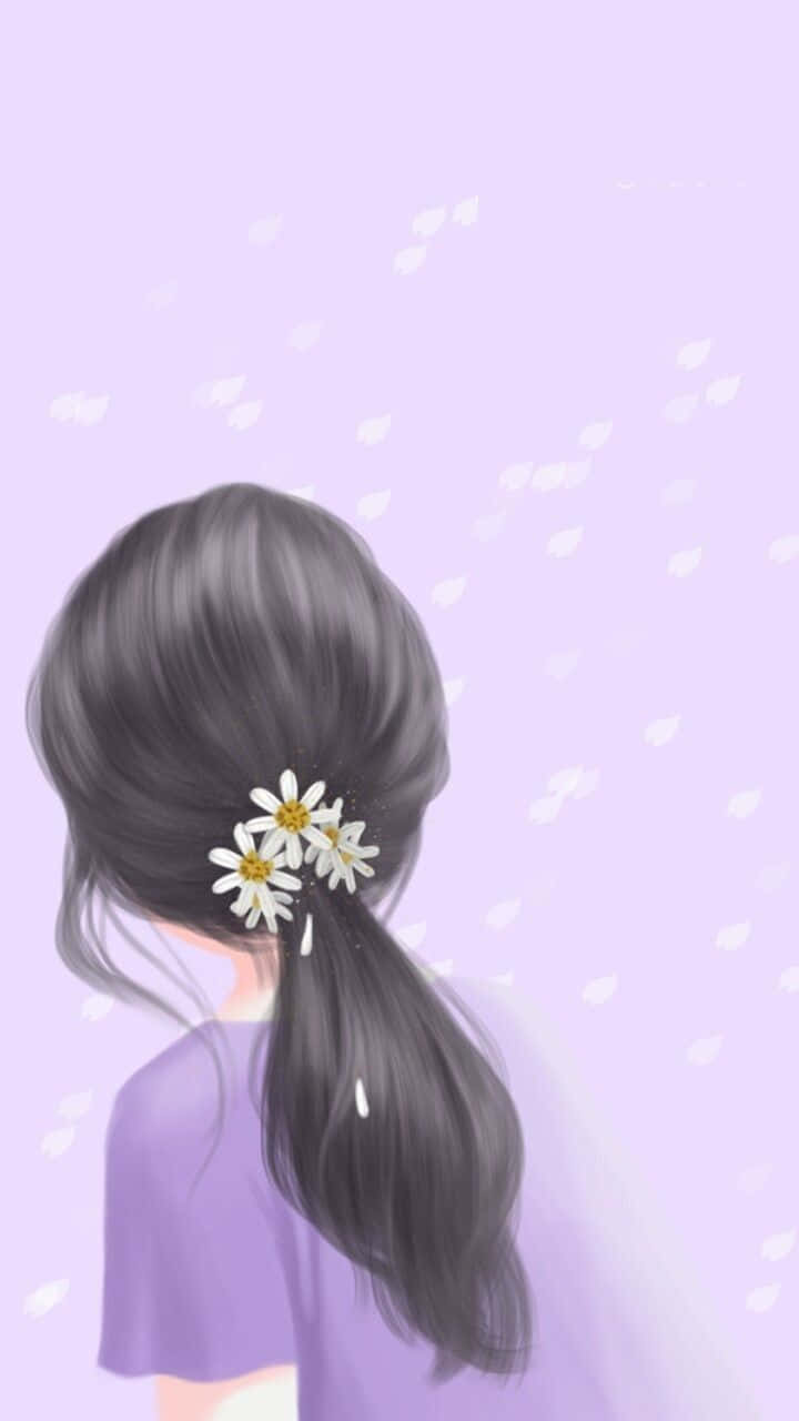 daisies, ponytail, lavender background, HD Phone Wallpaper