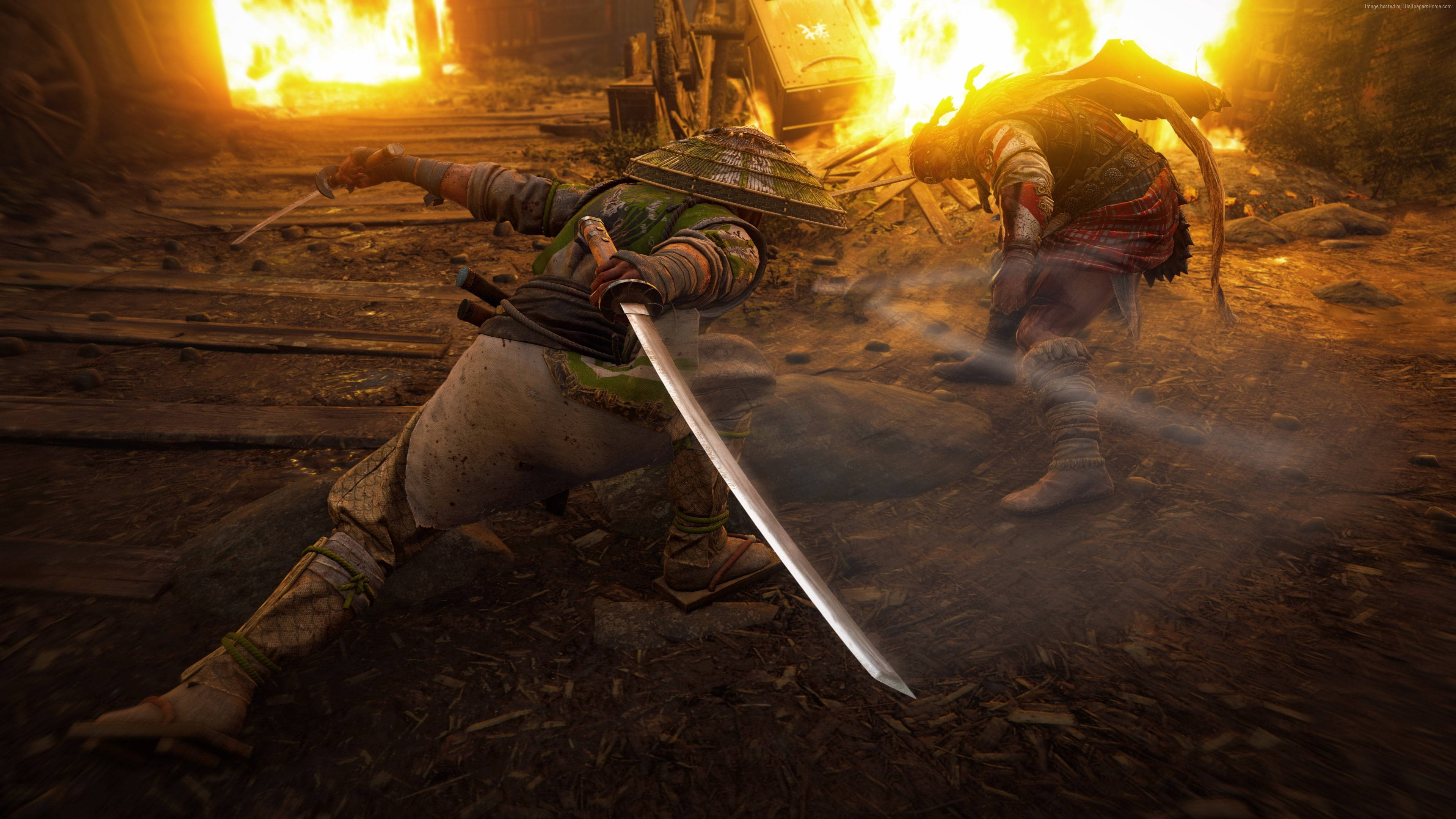 For Honor 4K, swordfight, fiery battlefield, 4K Desktop Wallpaper