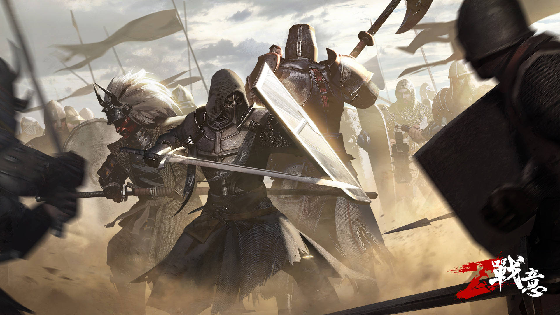 For Honor Conqueror, white hair, helmet, Full HD Desktop Wallpaper
