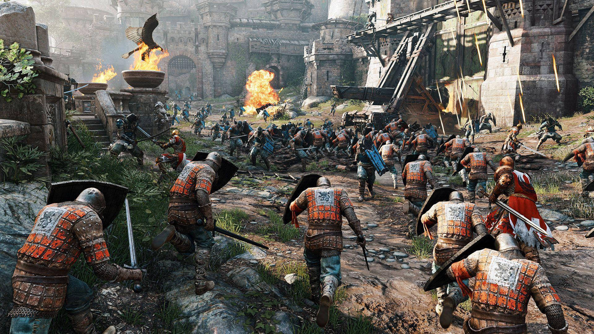 For Honor Game, knights, orange and blue armor, Full HD Desktop Wallpaper