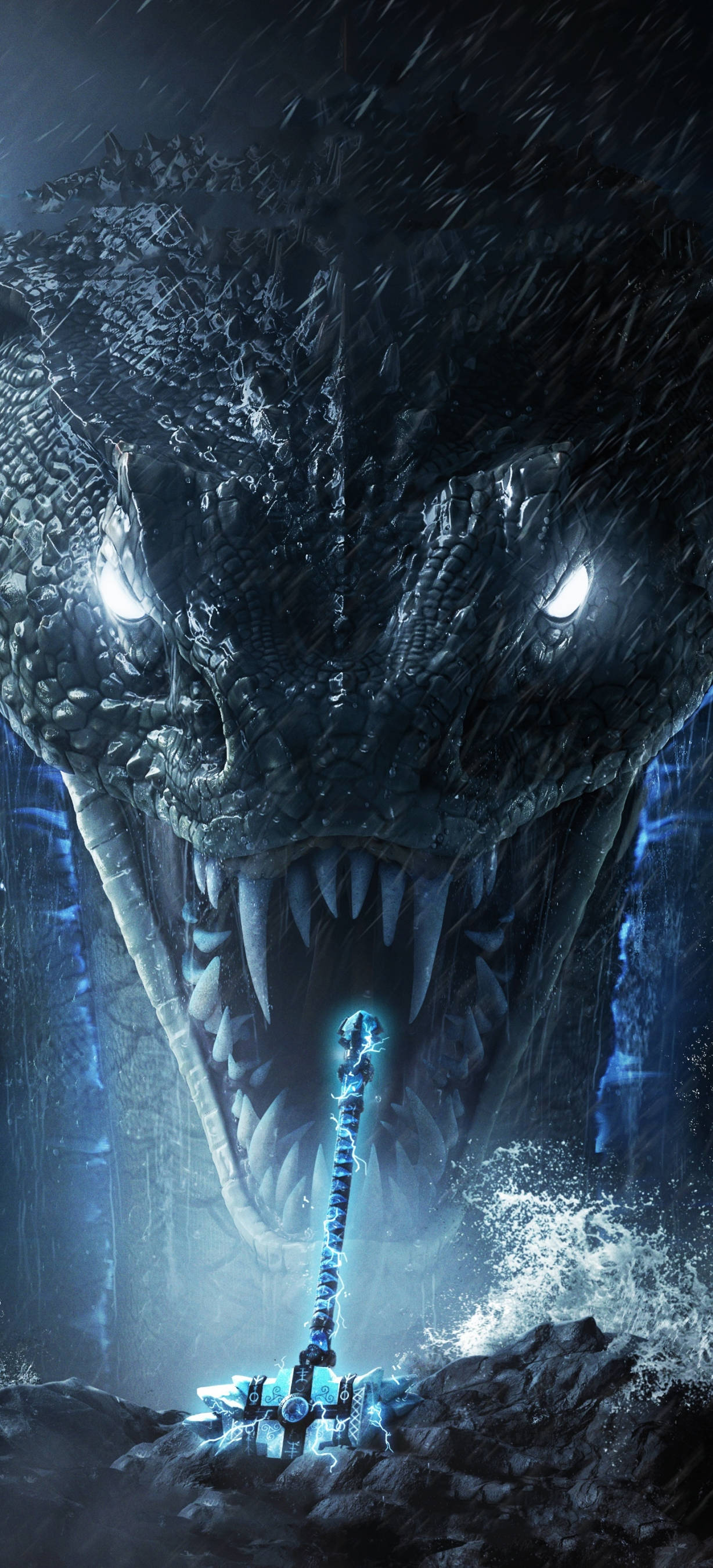 For Honor Phone, dragon, glowing blue sword, 2K Phone Wallpaper
