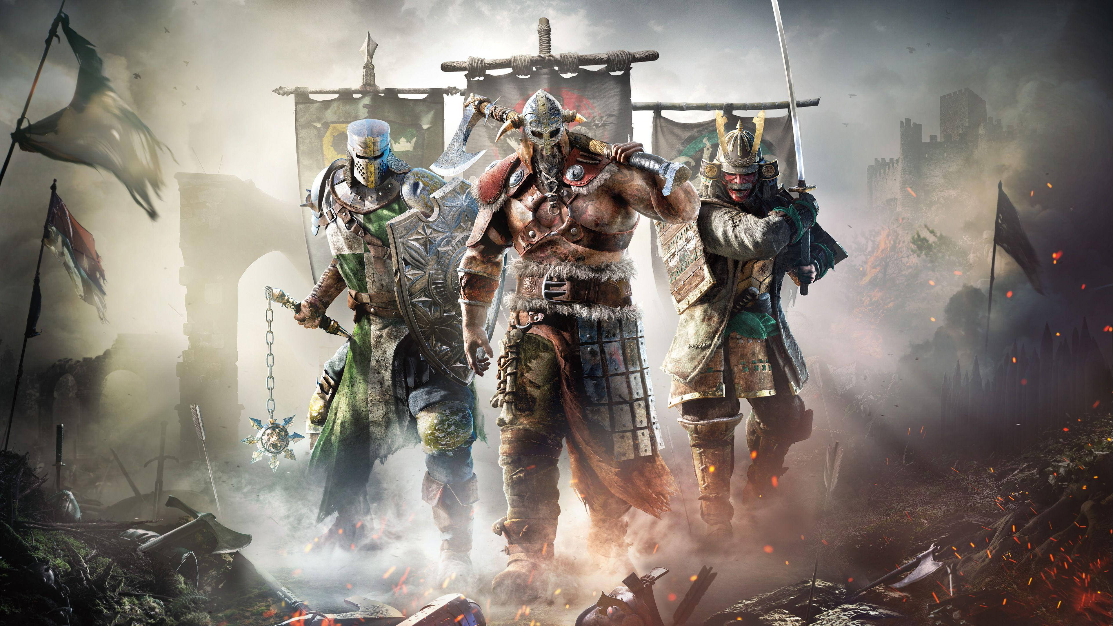 For Honor, war-torn battlefield, burning embers, 4K Desktop Wallpaper