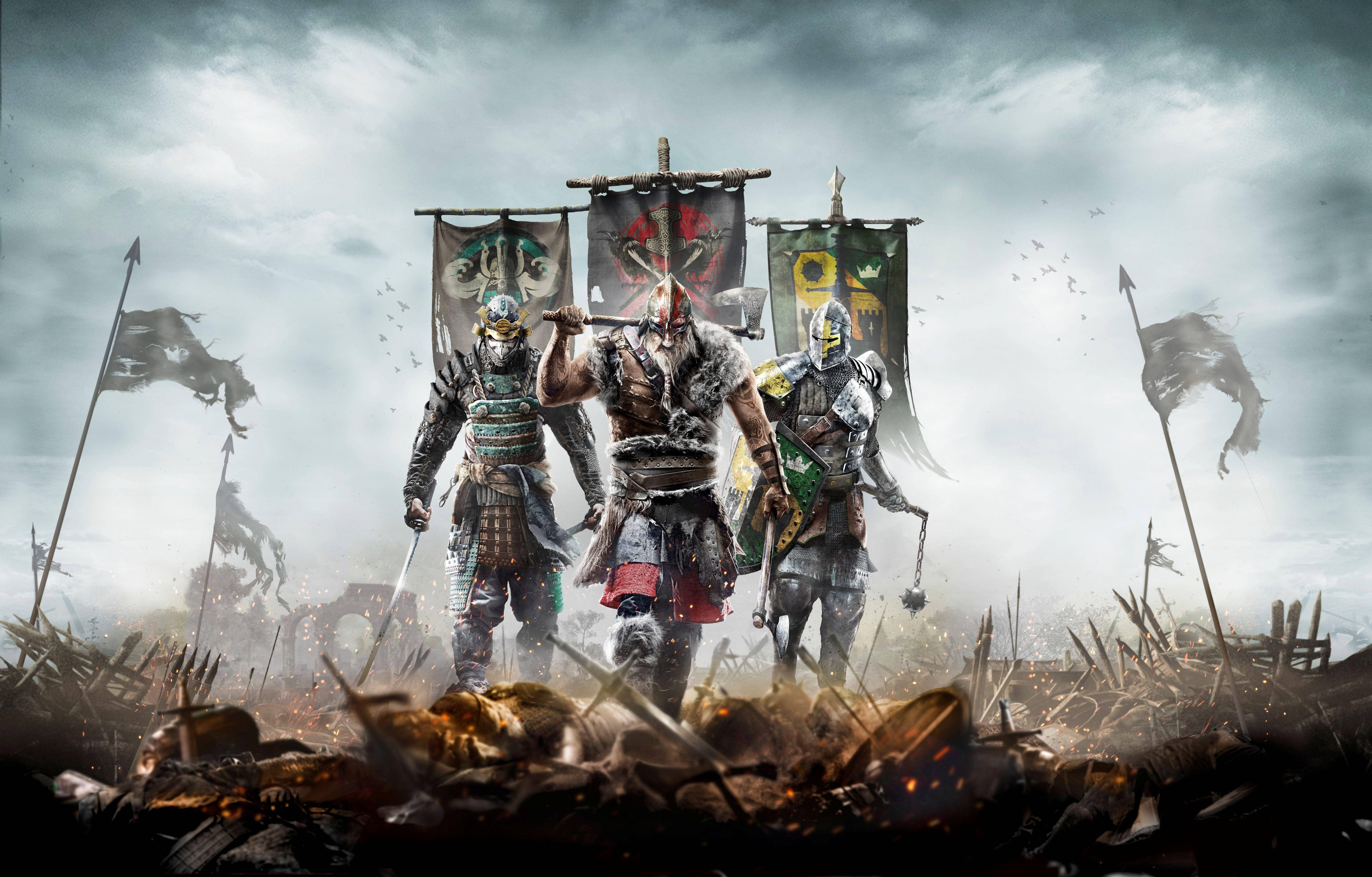 For Honor, three factions, armored warriors, 5K Desktop Wallpaper