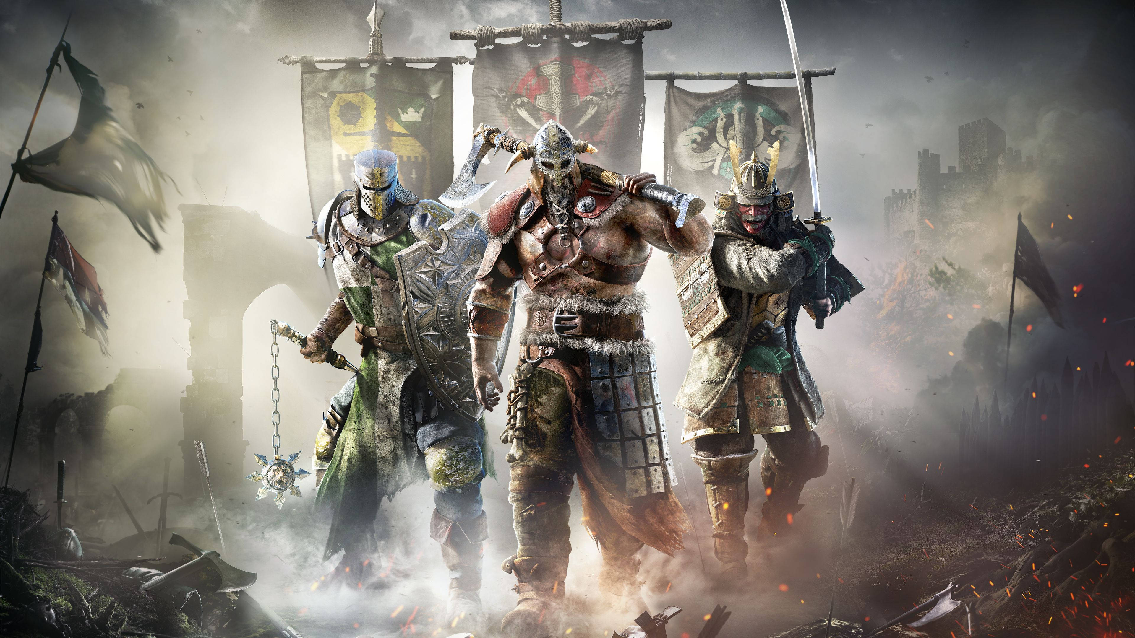 For Honor, heroes, flags, 4K Desktop Wallpaper