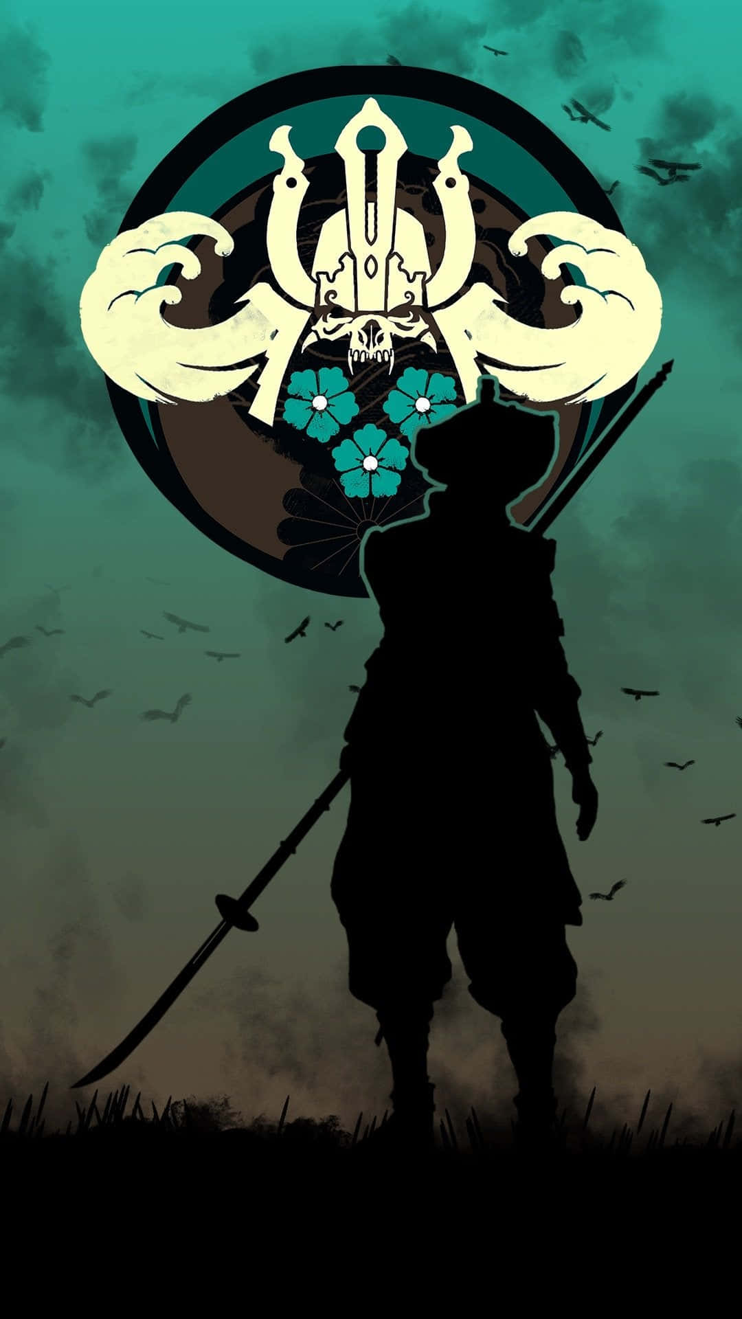 female samurai, For Honor, skull flowers, Full HD Phone Wallpaper