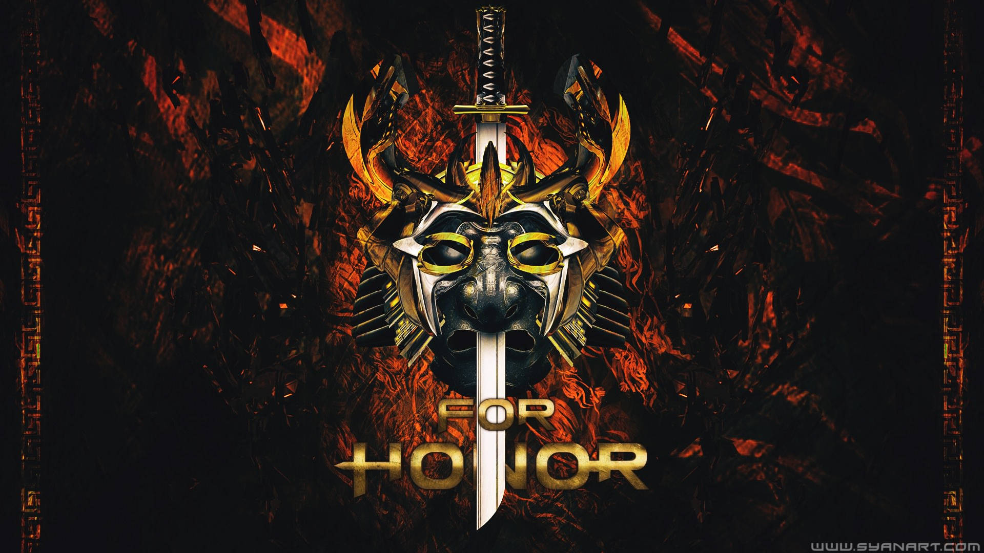 For Honor, samurai mask, golden, Full HD Desktop Wallpaper