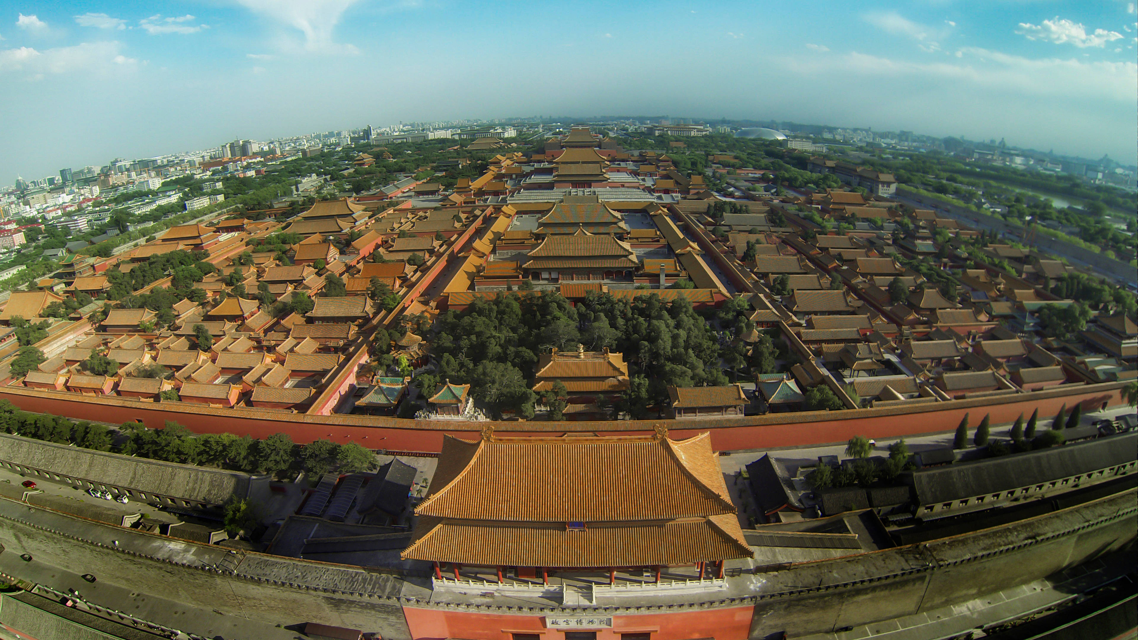 Forbidden City, golden rooftops, red walls, 4K Desktop Wallpaper