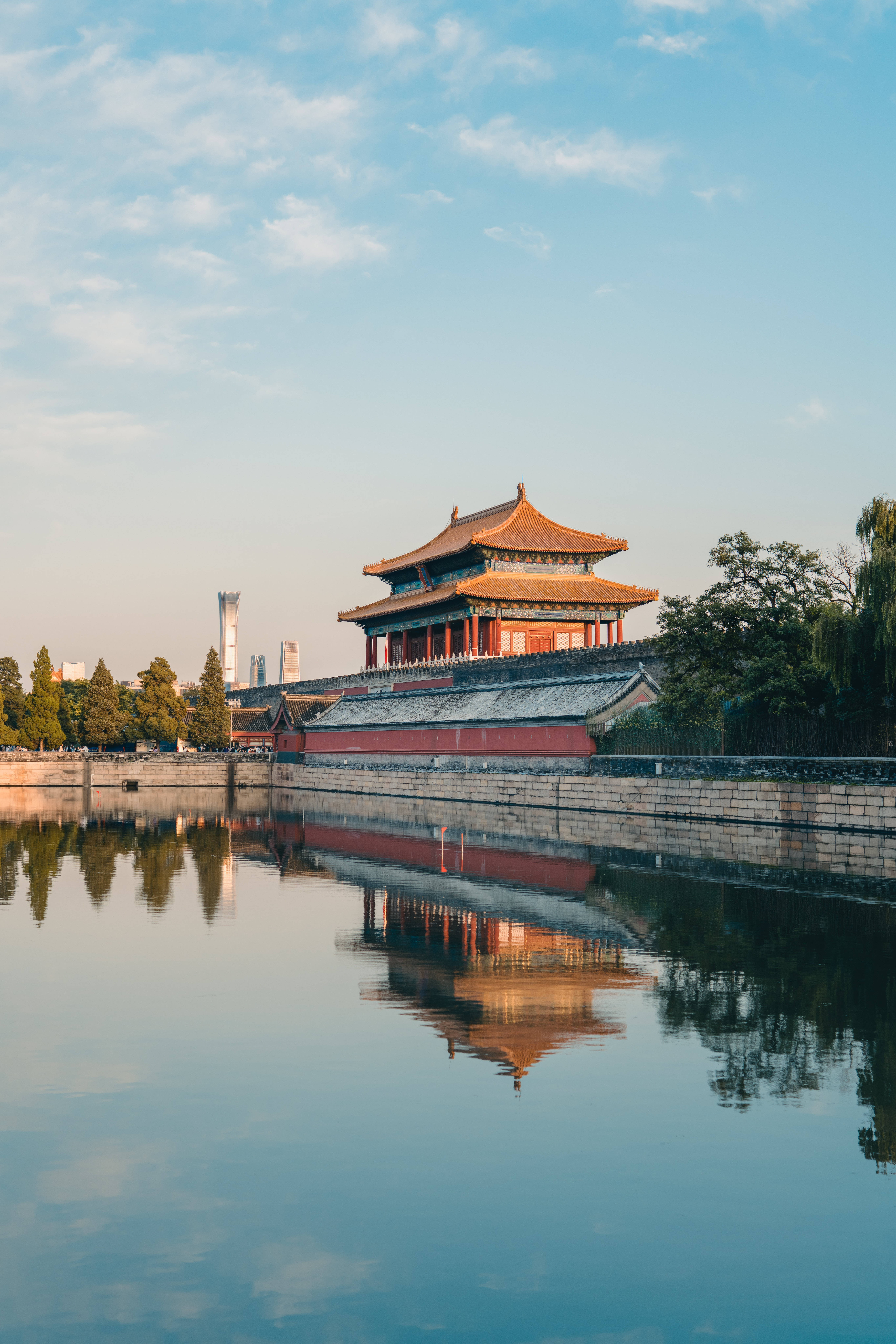 Forbidden City, golden roof, red walls, 8K Phone Wallpaper