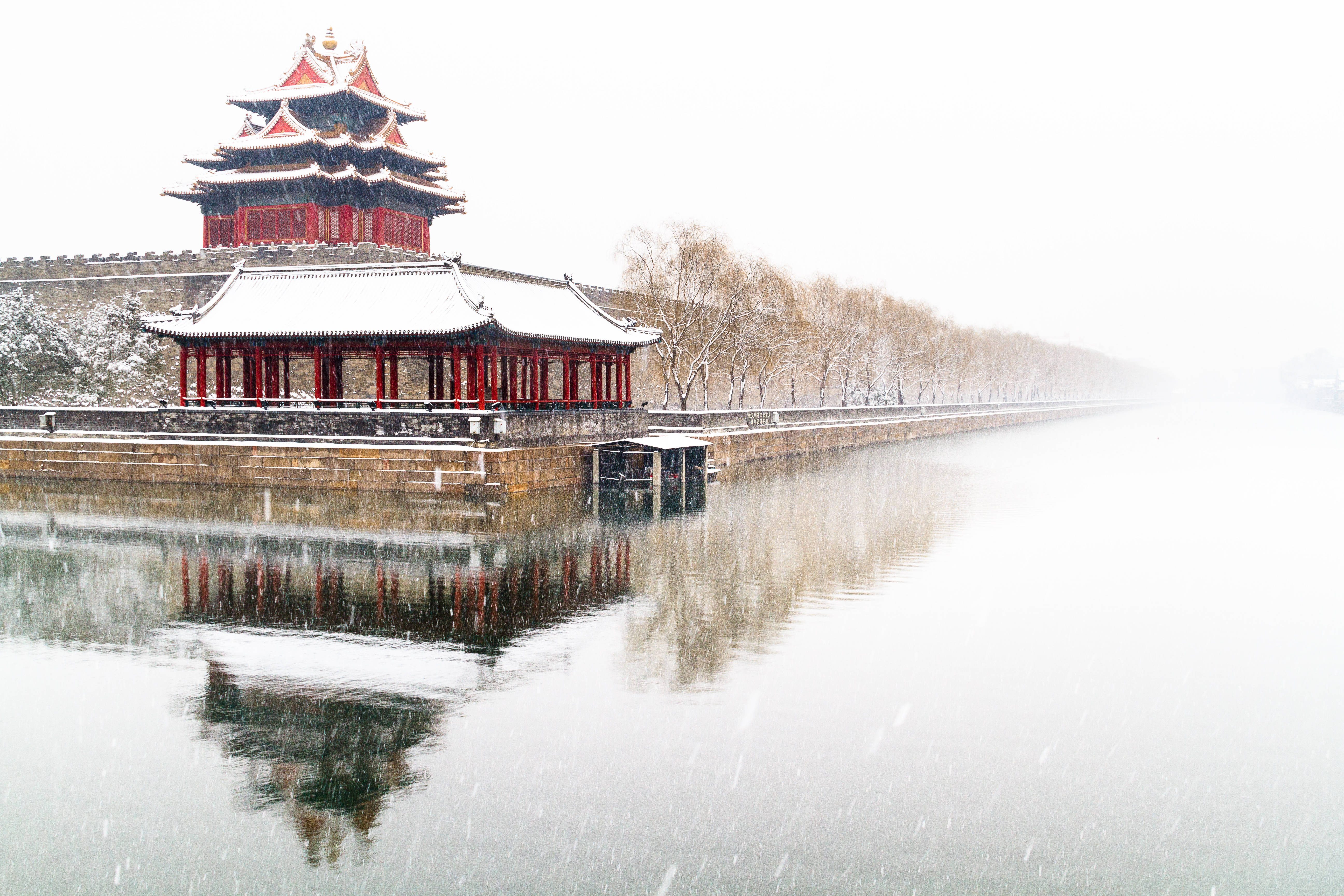 Forbidden City, moat, winter, 5K Desktop Wallpaper