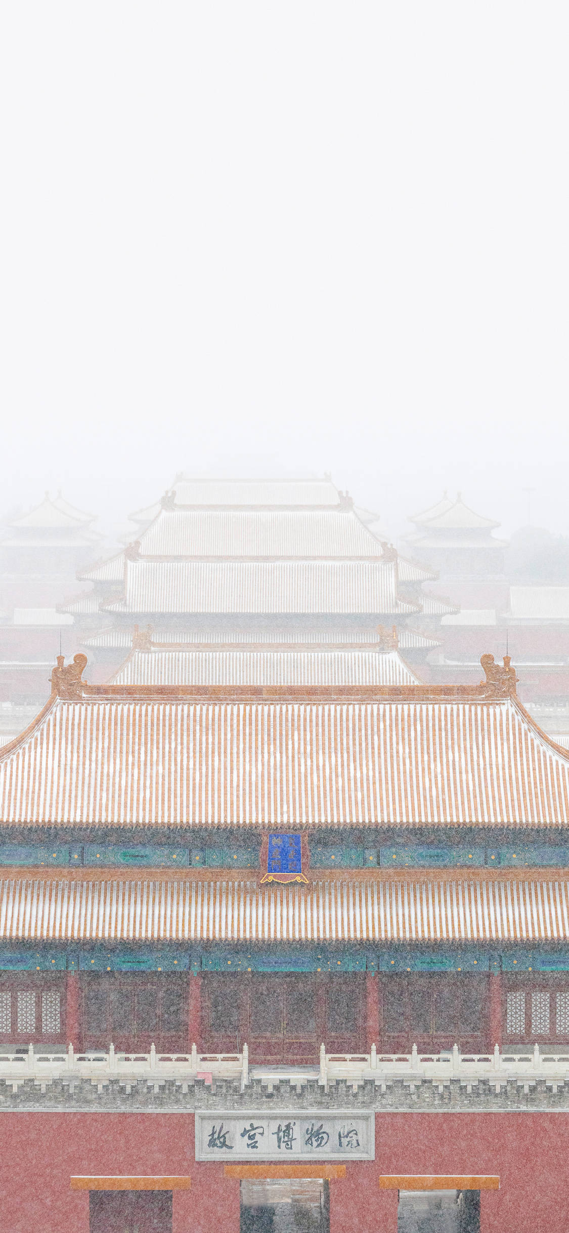 Forbidden City, snow, red and gold rooftops, Full HD Phone Wallpaper