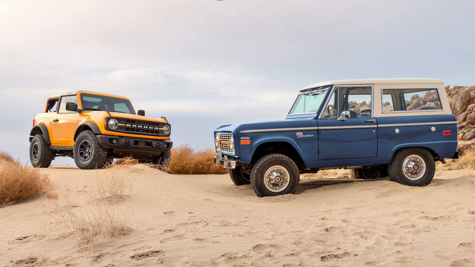 Ford Bronco, orange, blue, Full HD Desktop Wallpaper