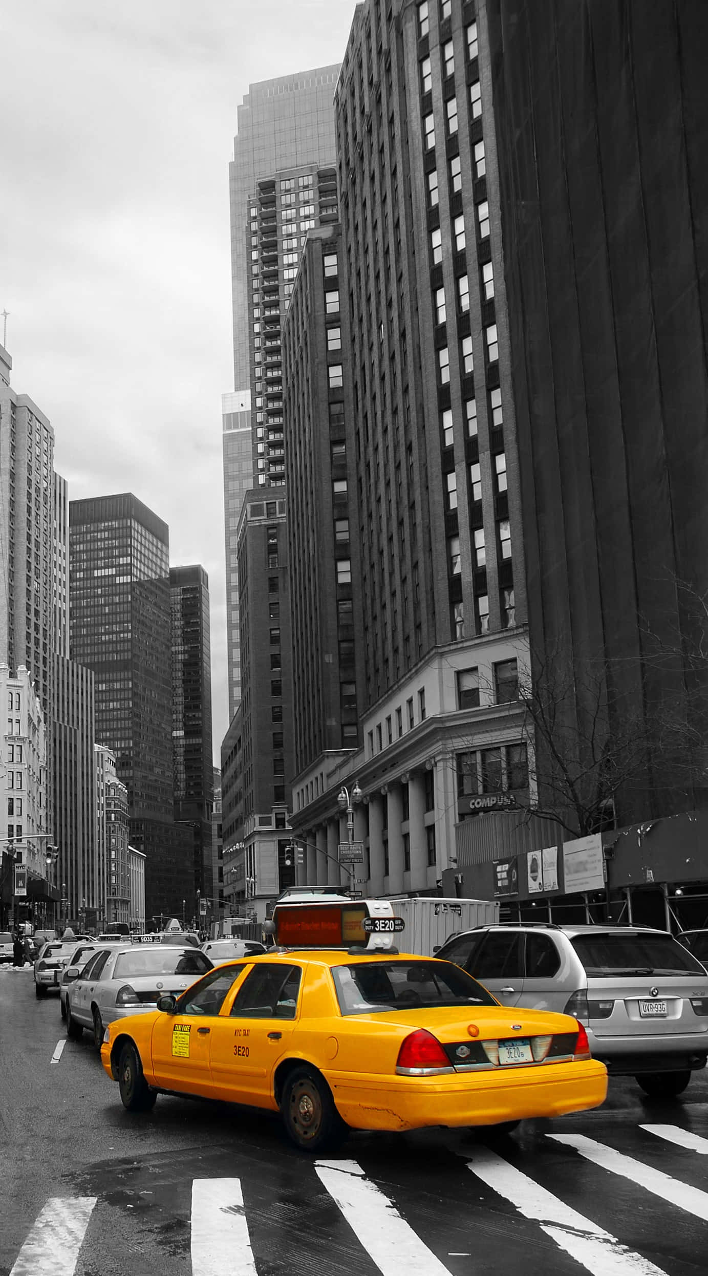 Ford Crown Victoria, yellow, taxi, Full HD Phone Wallpaper