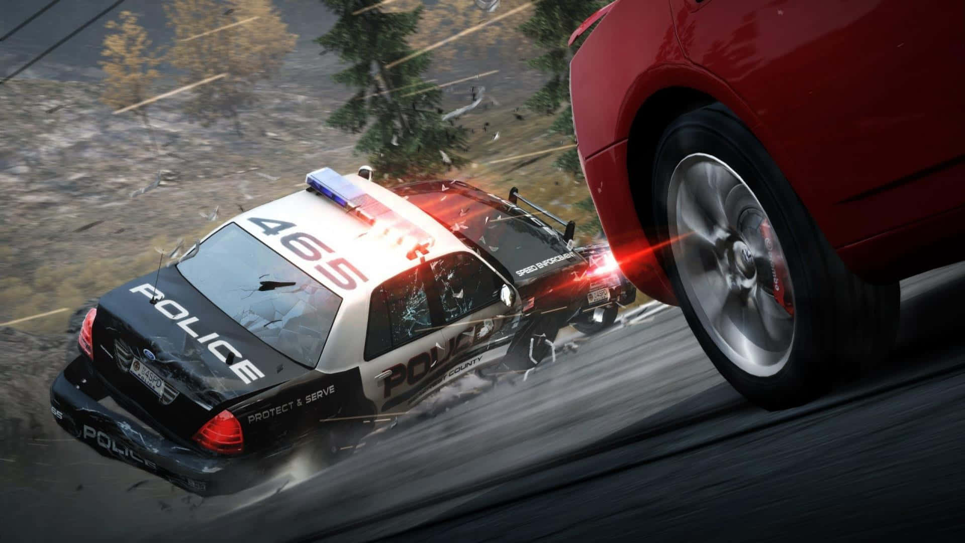 Ford Crown Victoria, police car, red sports car, Full HD Desktop Wallpaper