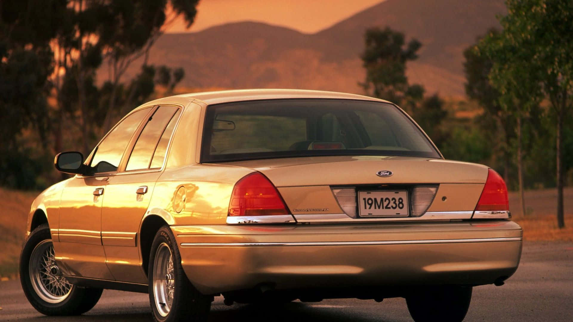 Ford Crown Victoria, gold, sunset, Full HD Desktop Wallpaper