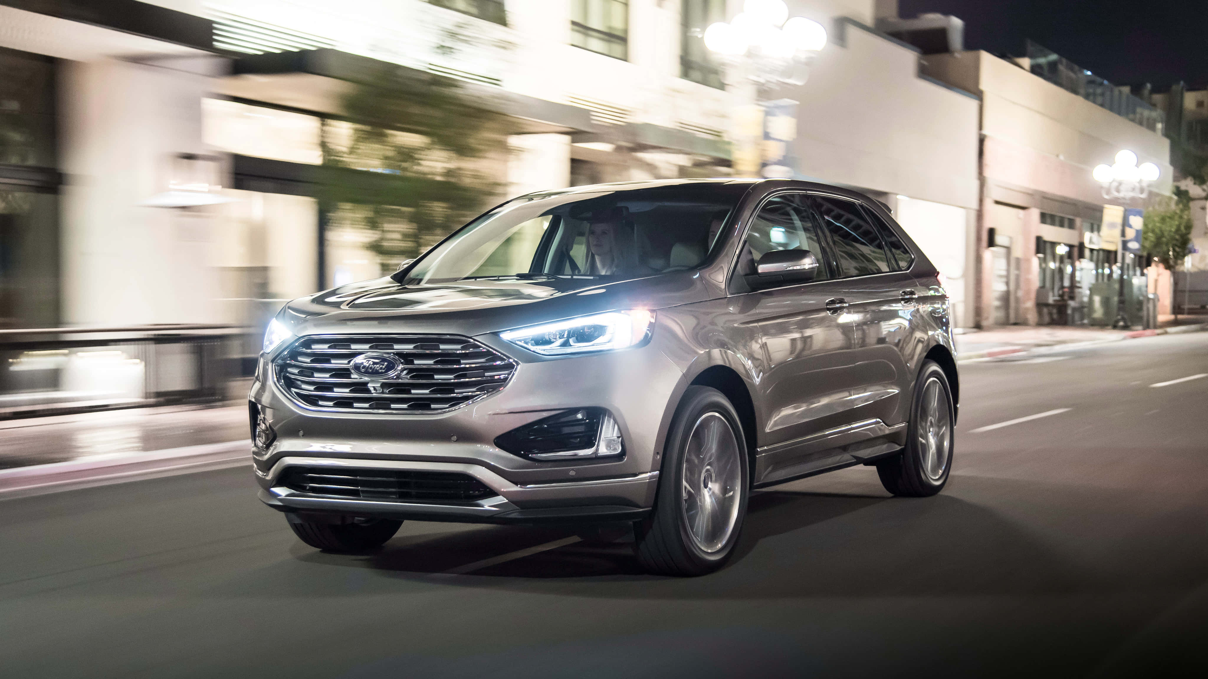 Ford Edge, silver, city street, 4K Desktop Wallpaper