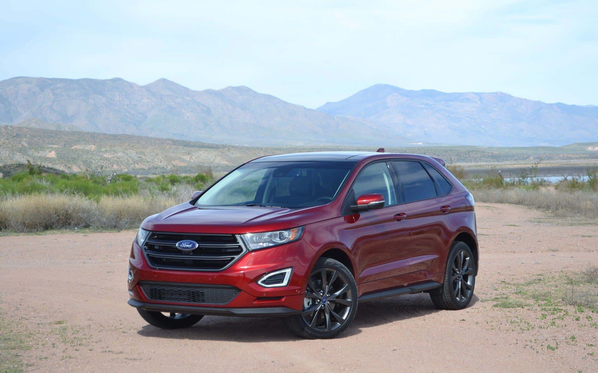 2022 Ford Edge, glossy red, dusty trail, Full HD Desktop Wallpaper