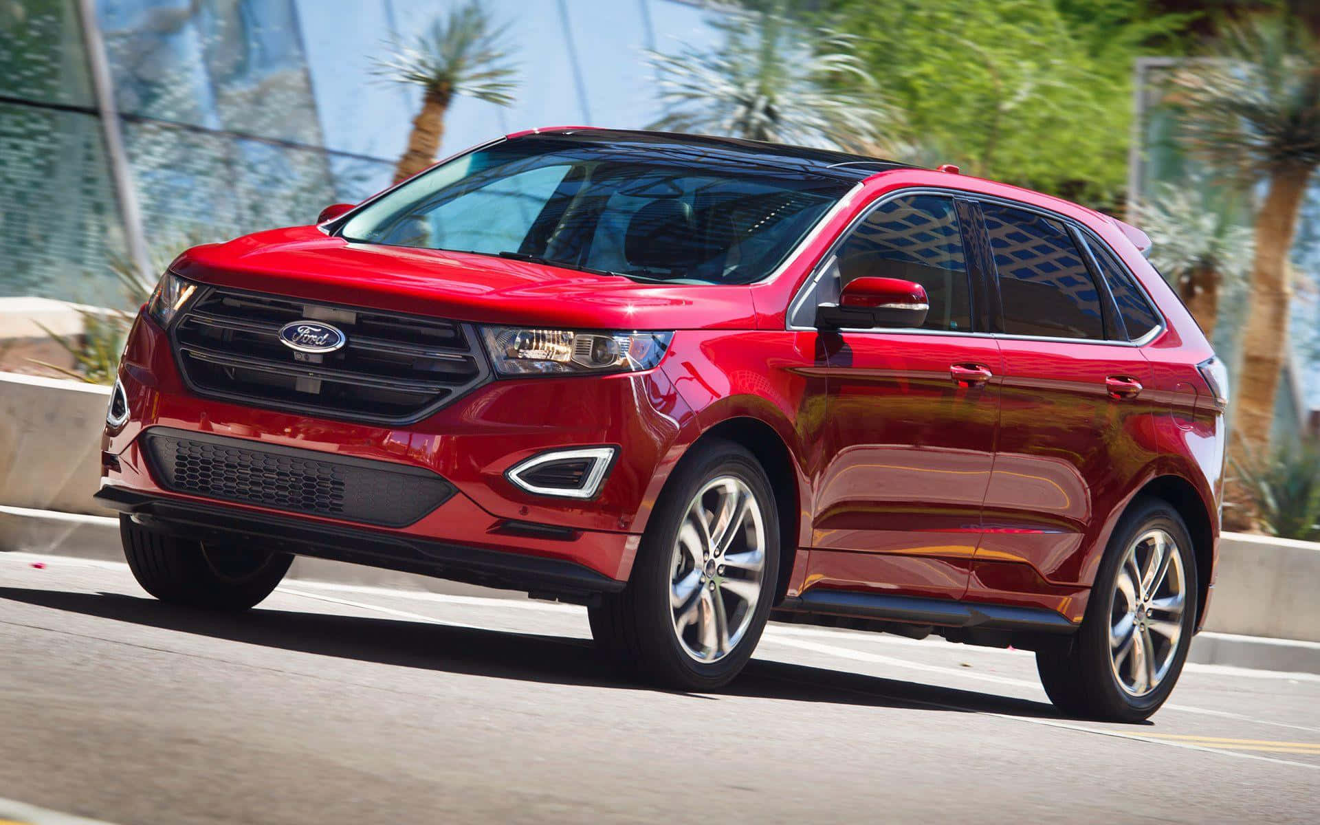 Ford Edge, glossy red, urban street, Full HD Desktop Wallpaper