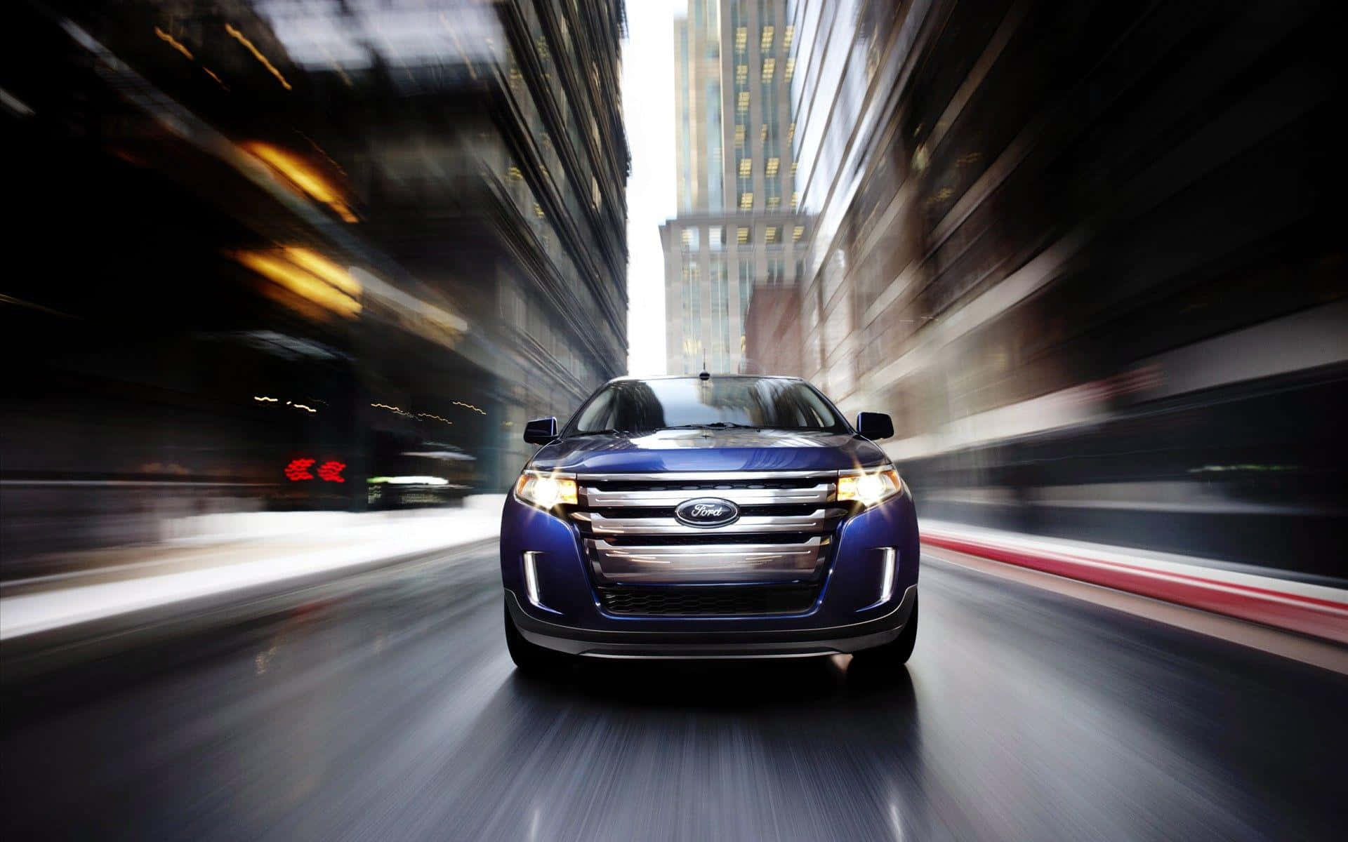 Ford Edge, blue, city street, Full HD Desktop Wallpaper