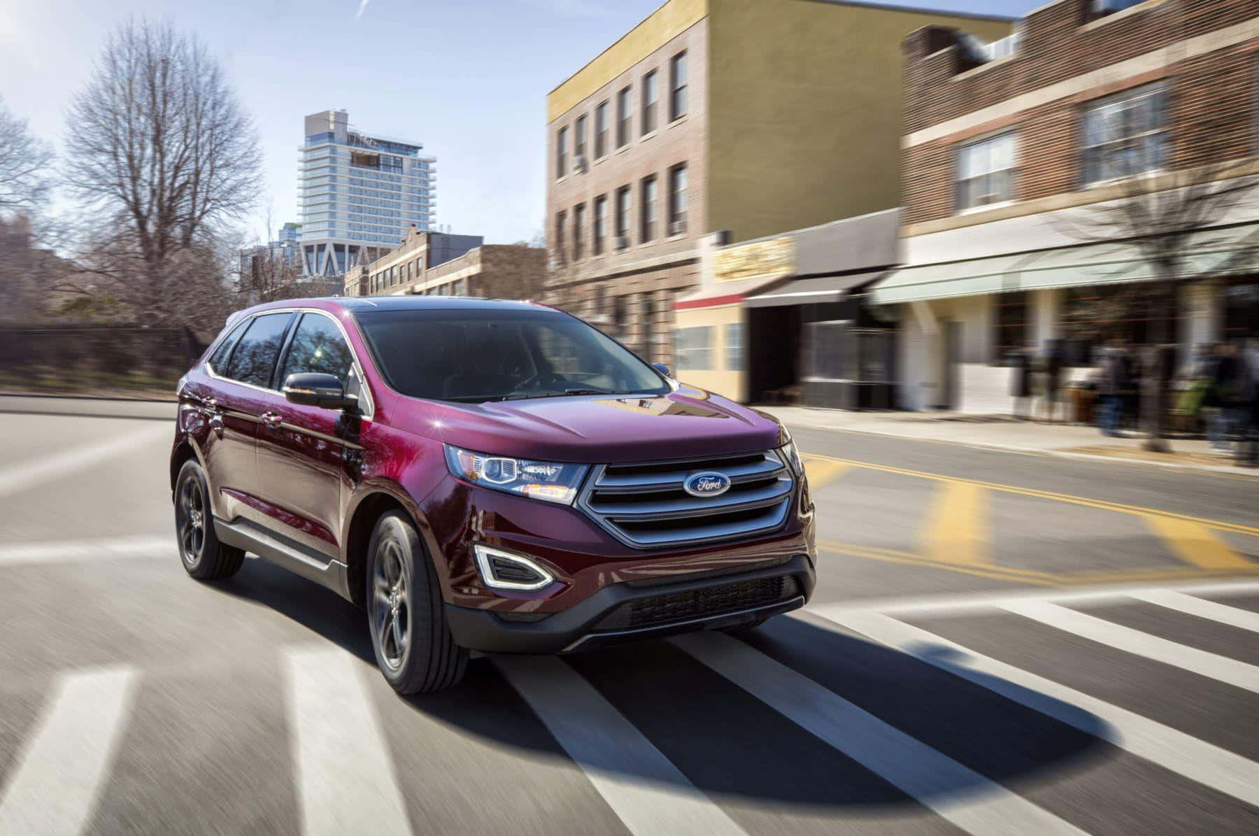 Ford Edge, maroon, sunlit urban street, HD Desktop Wallpaper