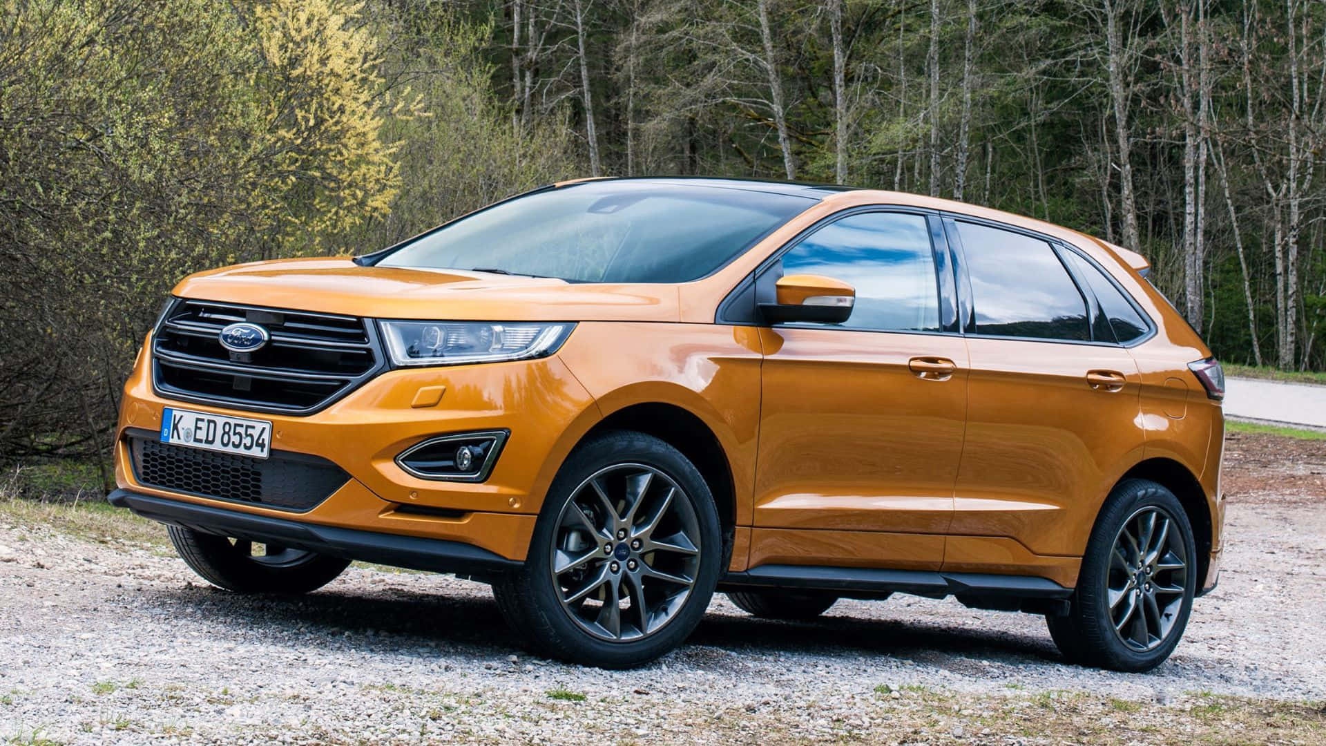 Ford Edge, orange, gravel, Full HD Desktop Wallpaper
