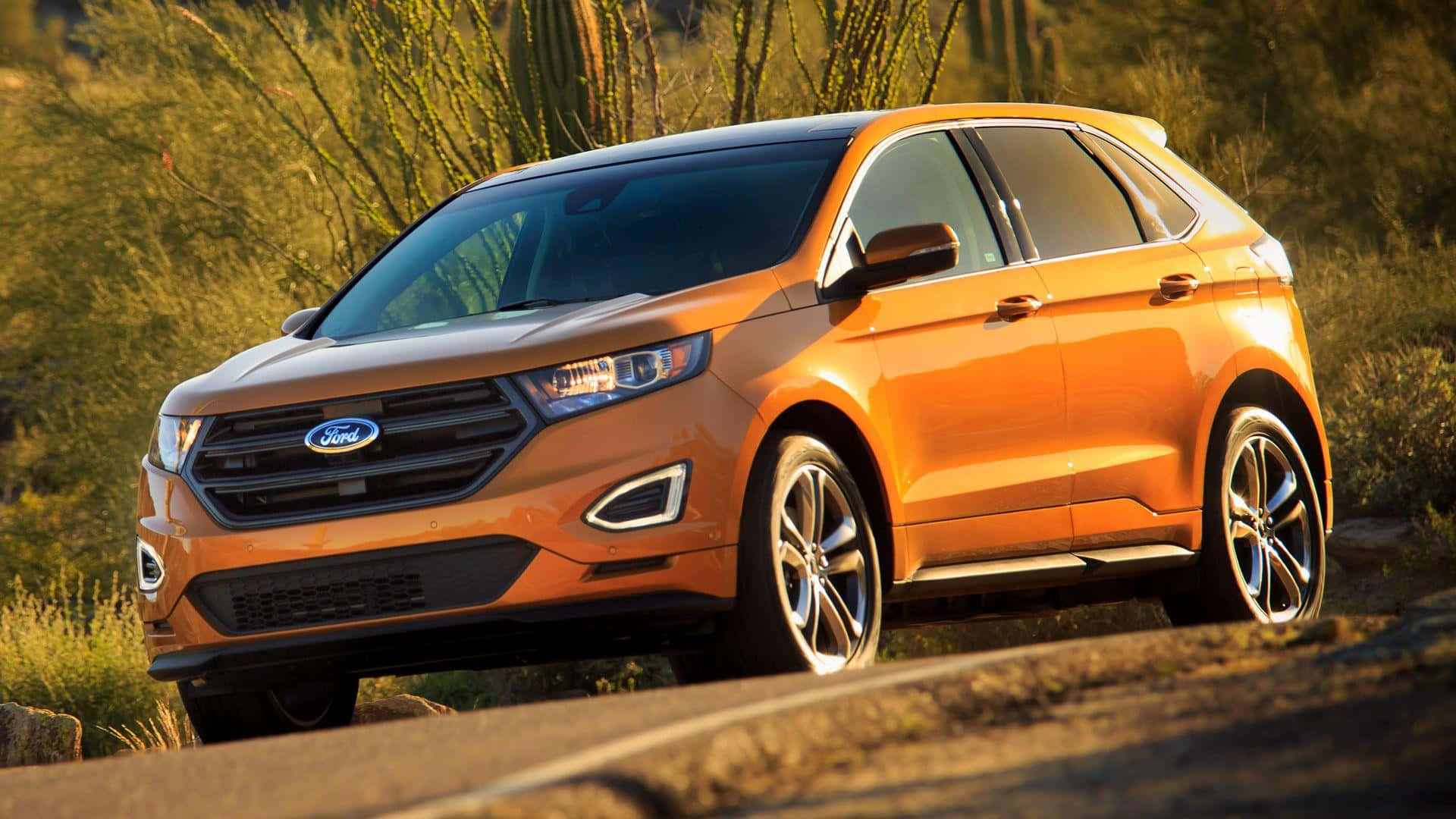 Ford Edge, orange, desert road, Full HD Desktop Wallpaper