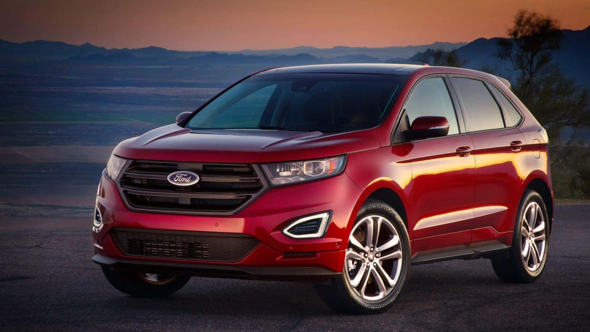 Ford Edge, glossy red, sunset, Full HD Desktop Wallpaper