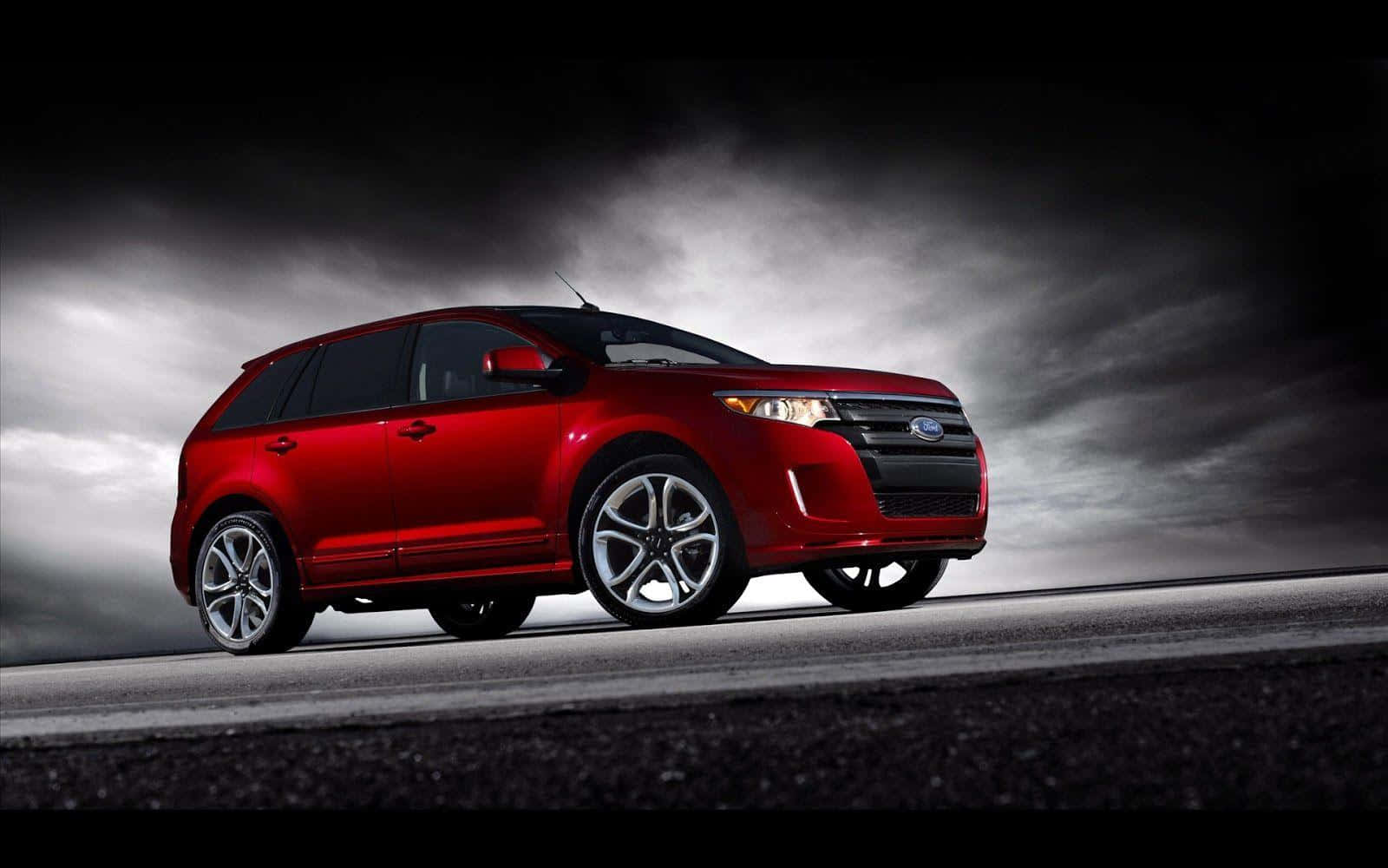 Ford Edge, glossy red, wet road, HD Desktop Wallpaper