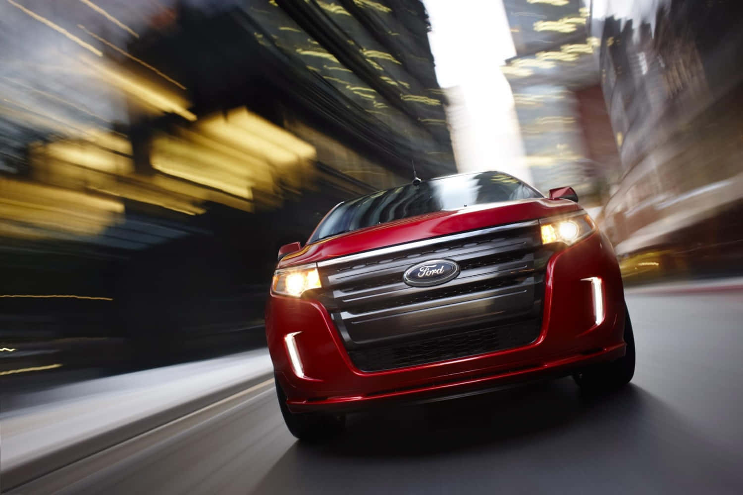 Ford Edge, red, cityscape, HD Desktop Wallpaper
