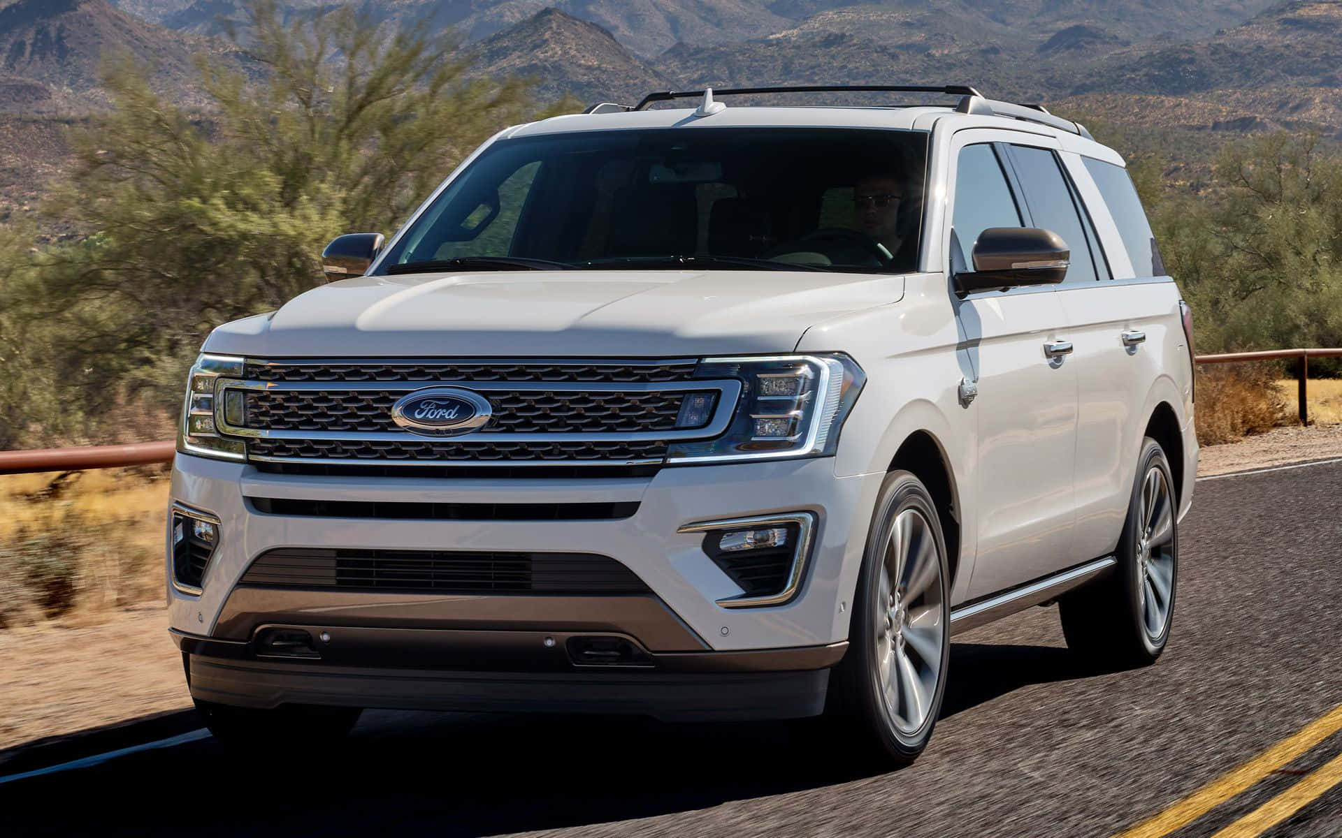 Ford Expedition, white, desert road, Full HD Desktop Wallpaper