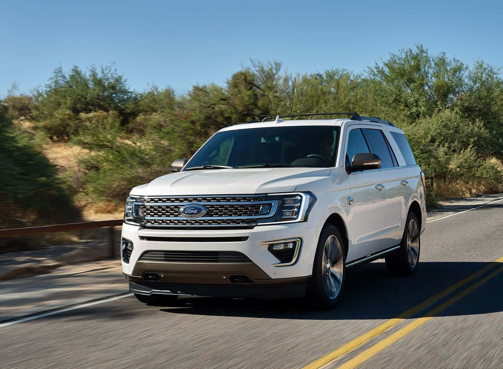 Ford Expedition, white, desert highway, HD Desktop Wallpaper