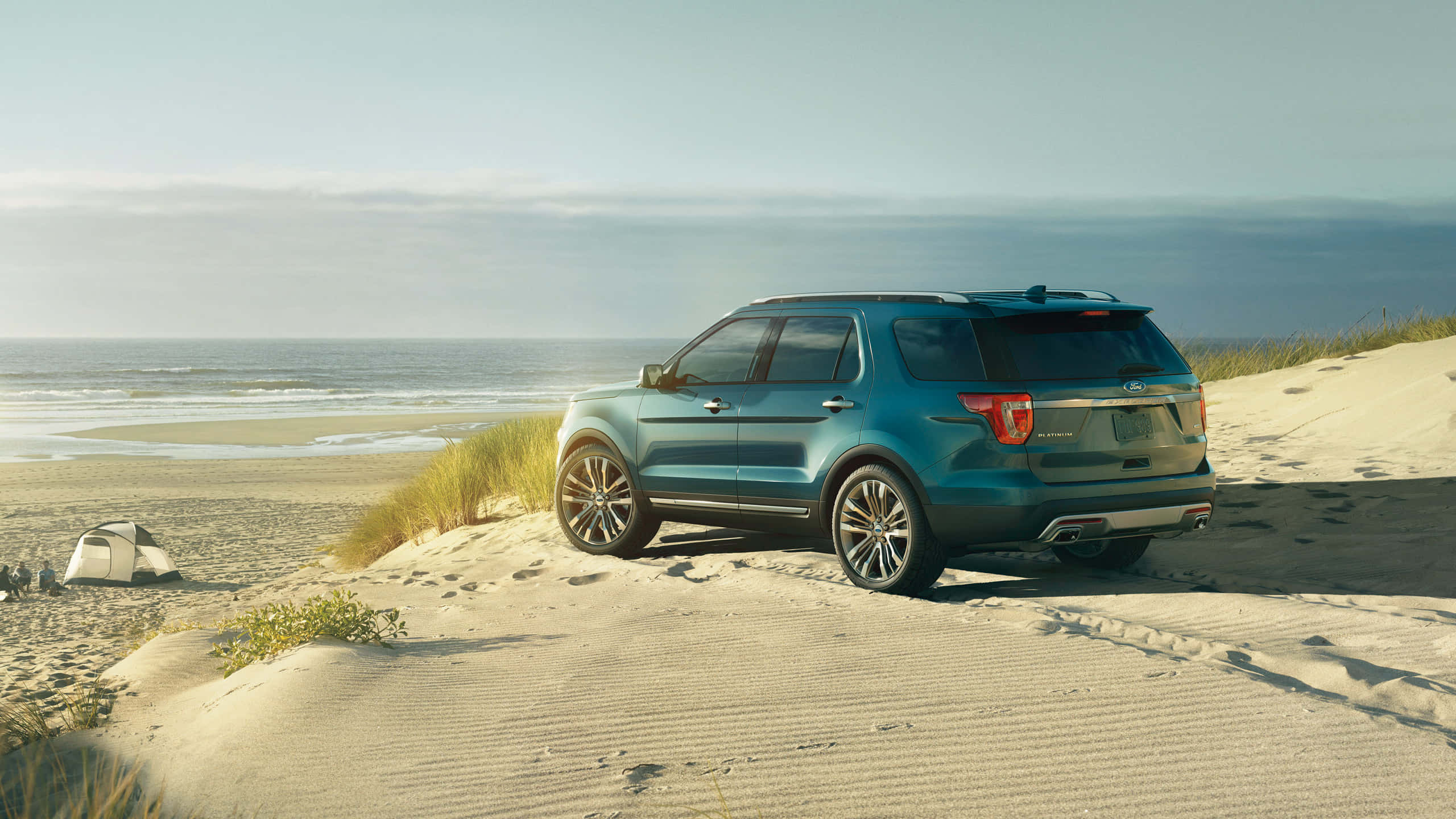 Ford Explorer, teal, sandy dunes, 2K Desktop Wallpaper