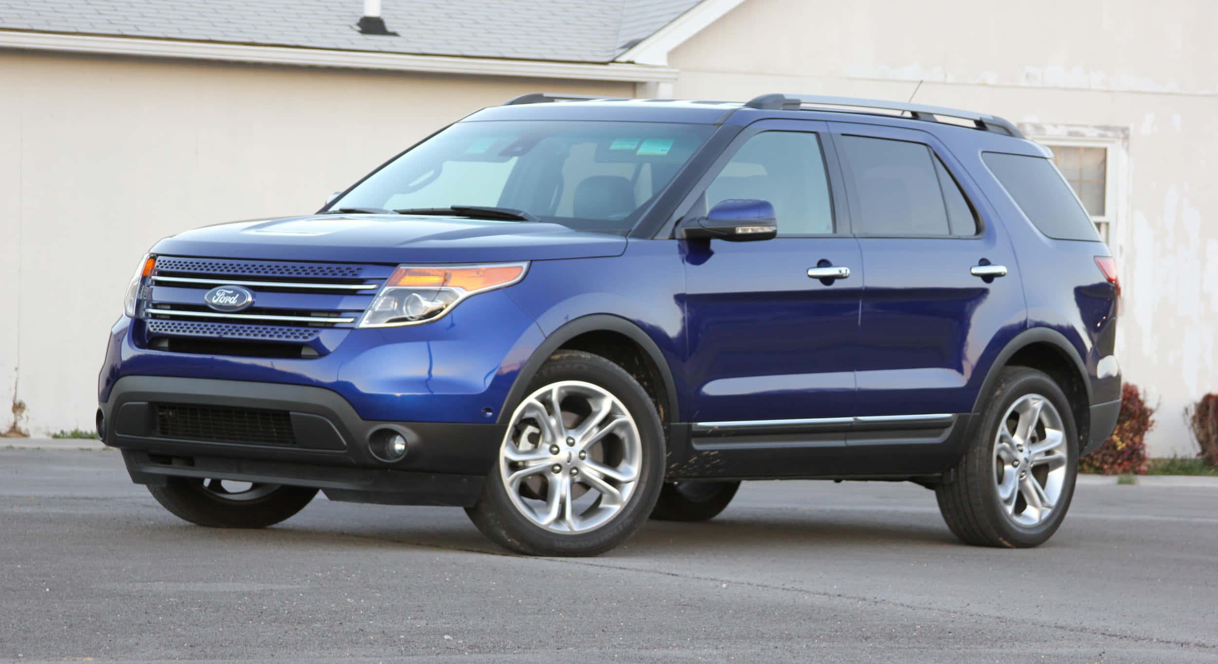 Ford Explorer, glossy blue, asphalt, Full HD Desktop Wallpaper