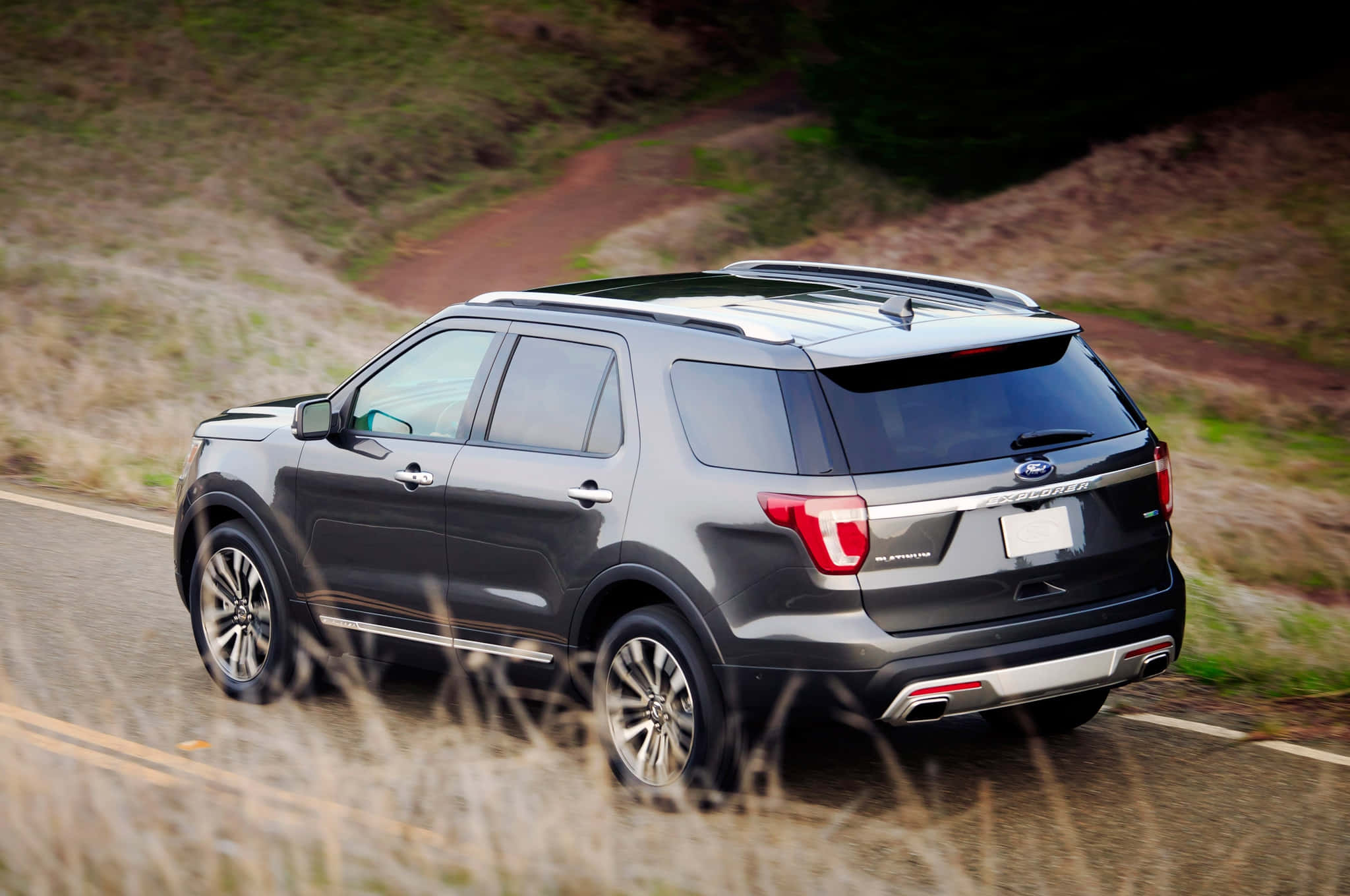 Ford Explorer, dark gray, rural road, Full HD Desktop Wallpaper