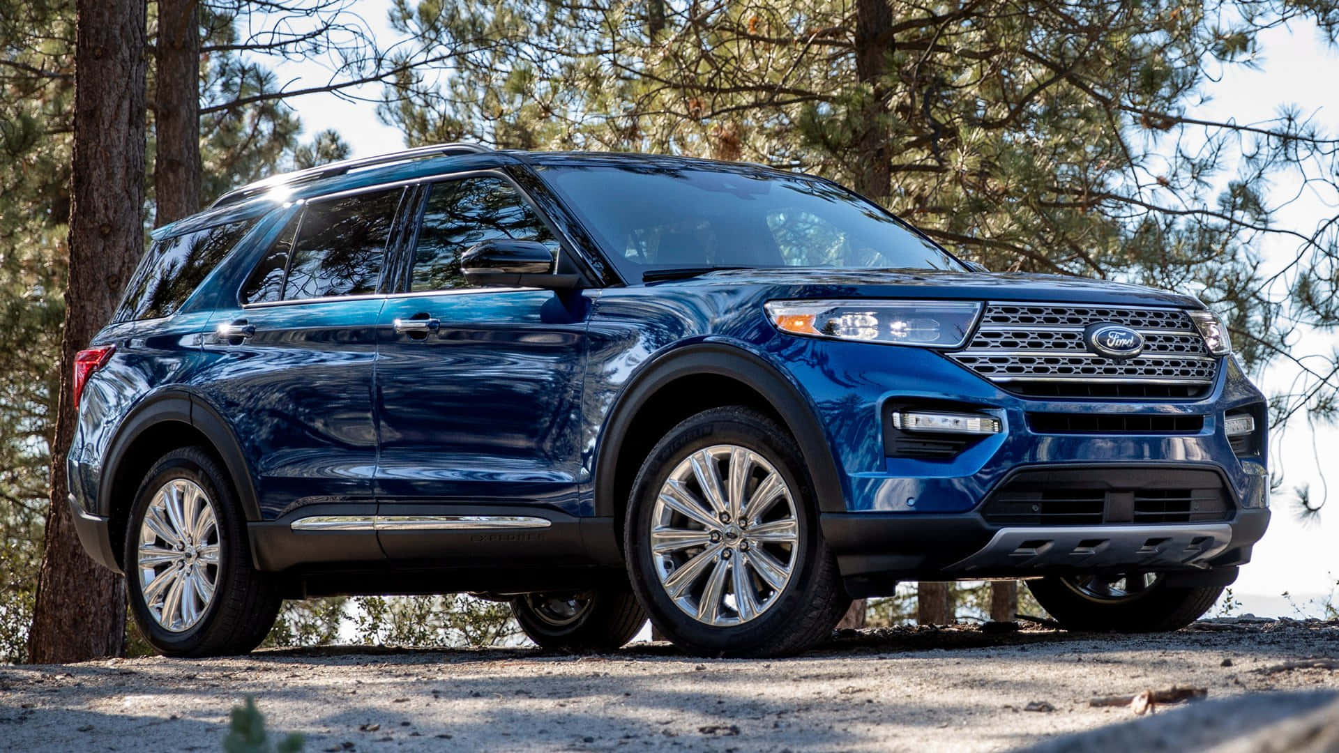 Ford Explorer, blue, gravel path, Full HD Desktop Wallpaper