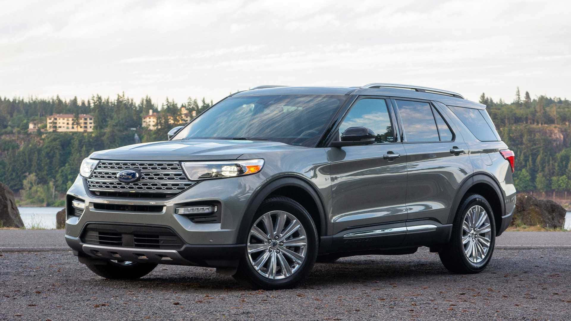 Ford Explorer, gray, gravel road, Full HD Desktop Wallpaper