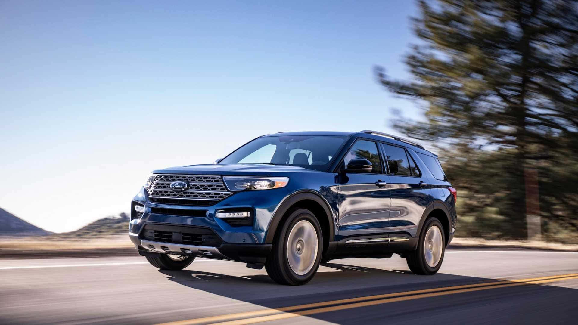 Ford Explorer, blue, desert highway, Full HD Desktop Wallpaper